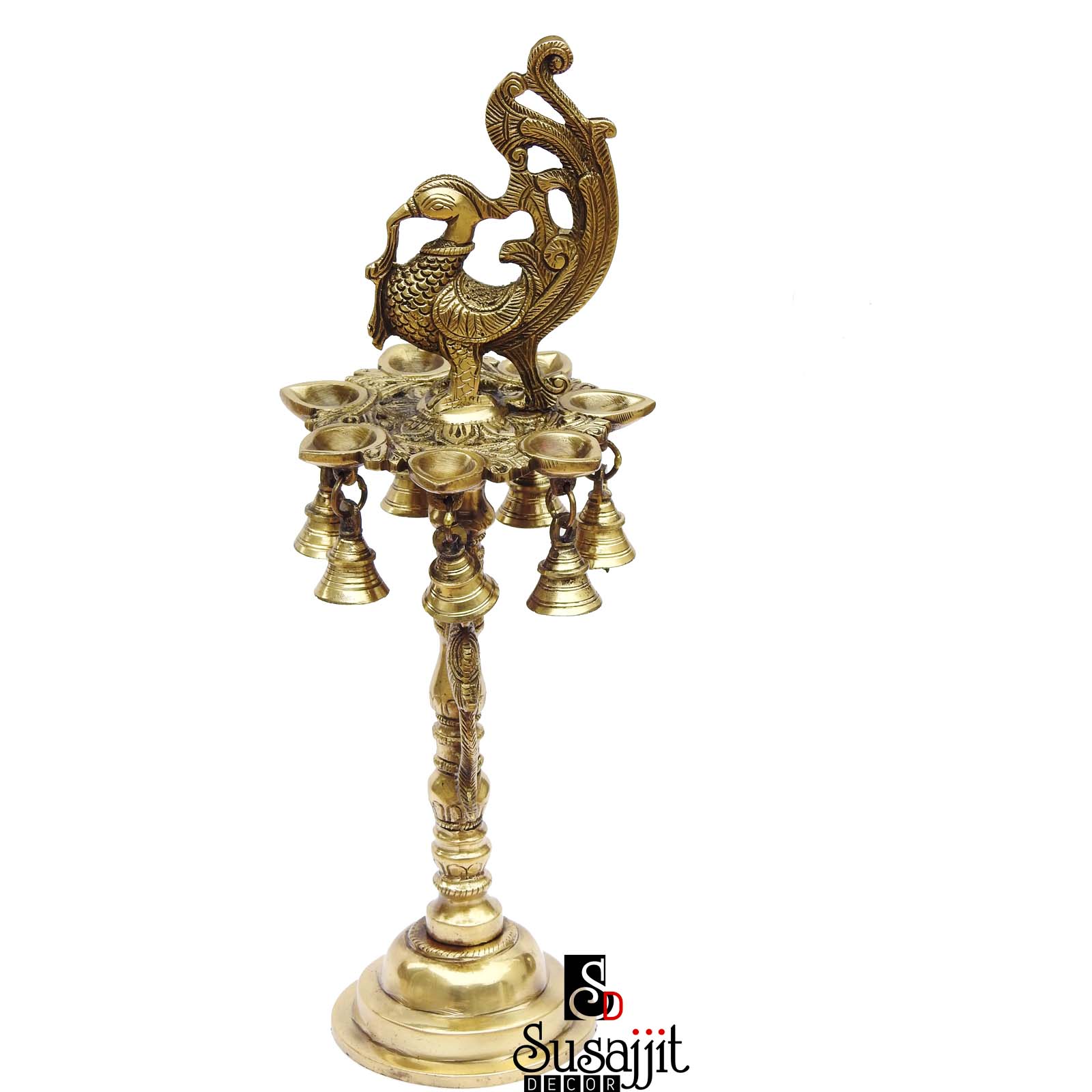 Brass Peacock Oil Lamp