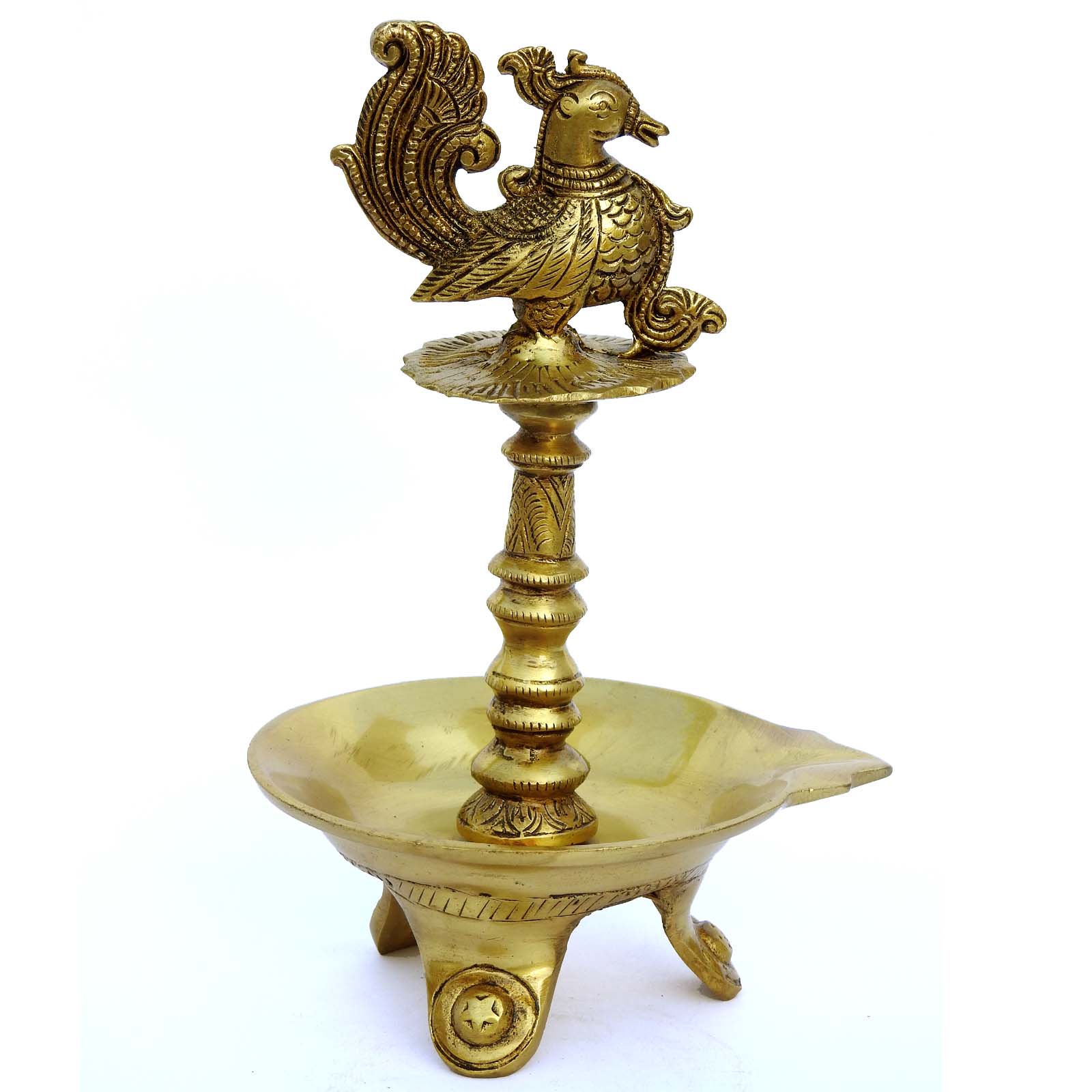 Brass Peacock Oil Lamp