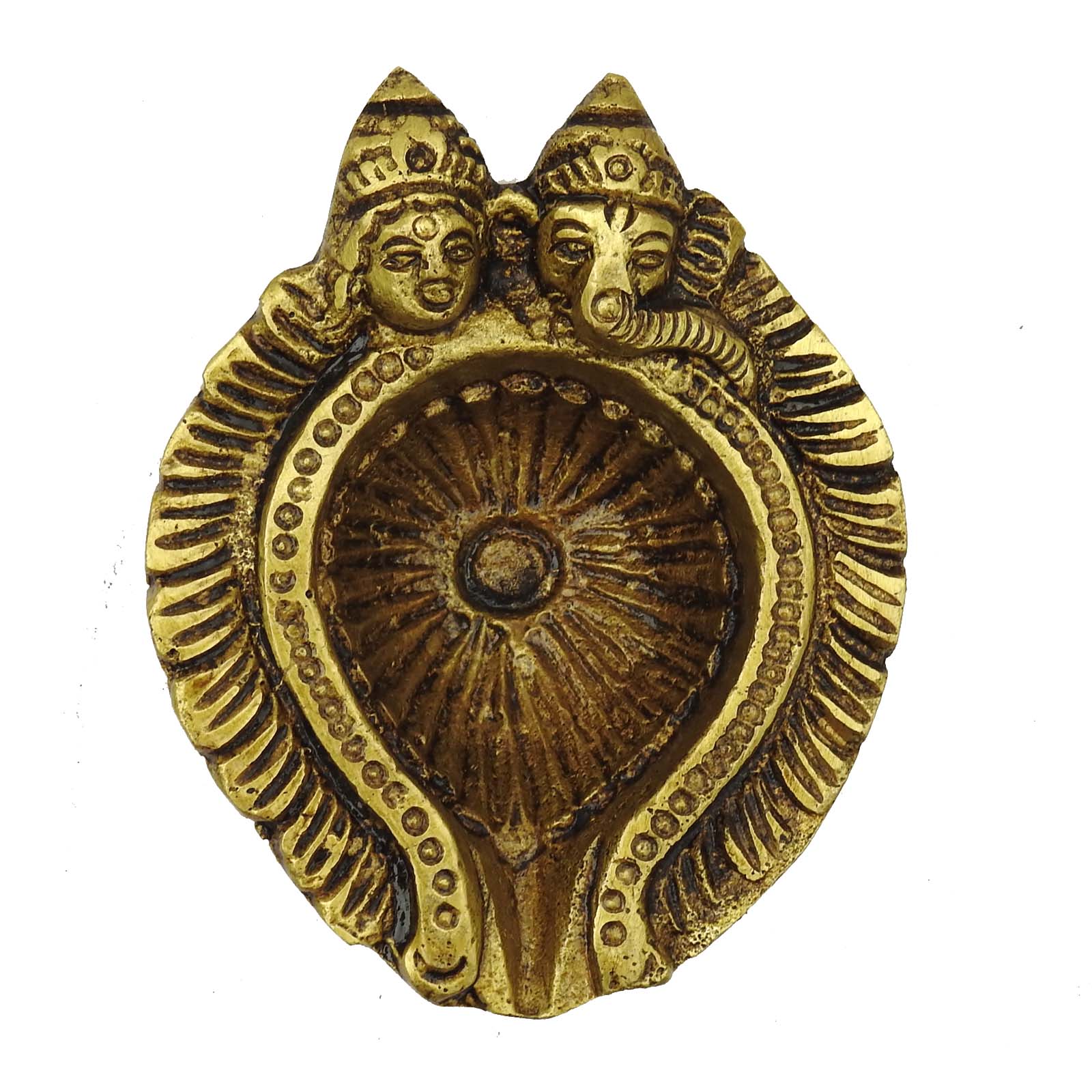 Brass Diya with Lakshmi Ganesh Design