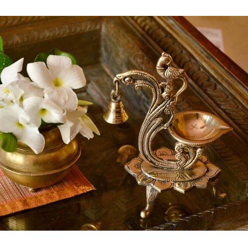 Brass Peacock Oil Lamp
