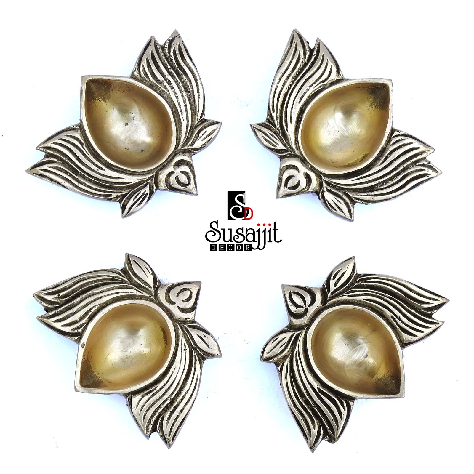 Decorative Brass Leaf Shape Diyas