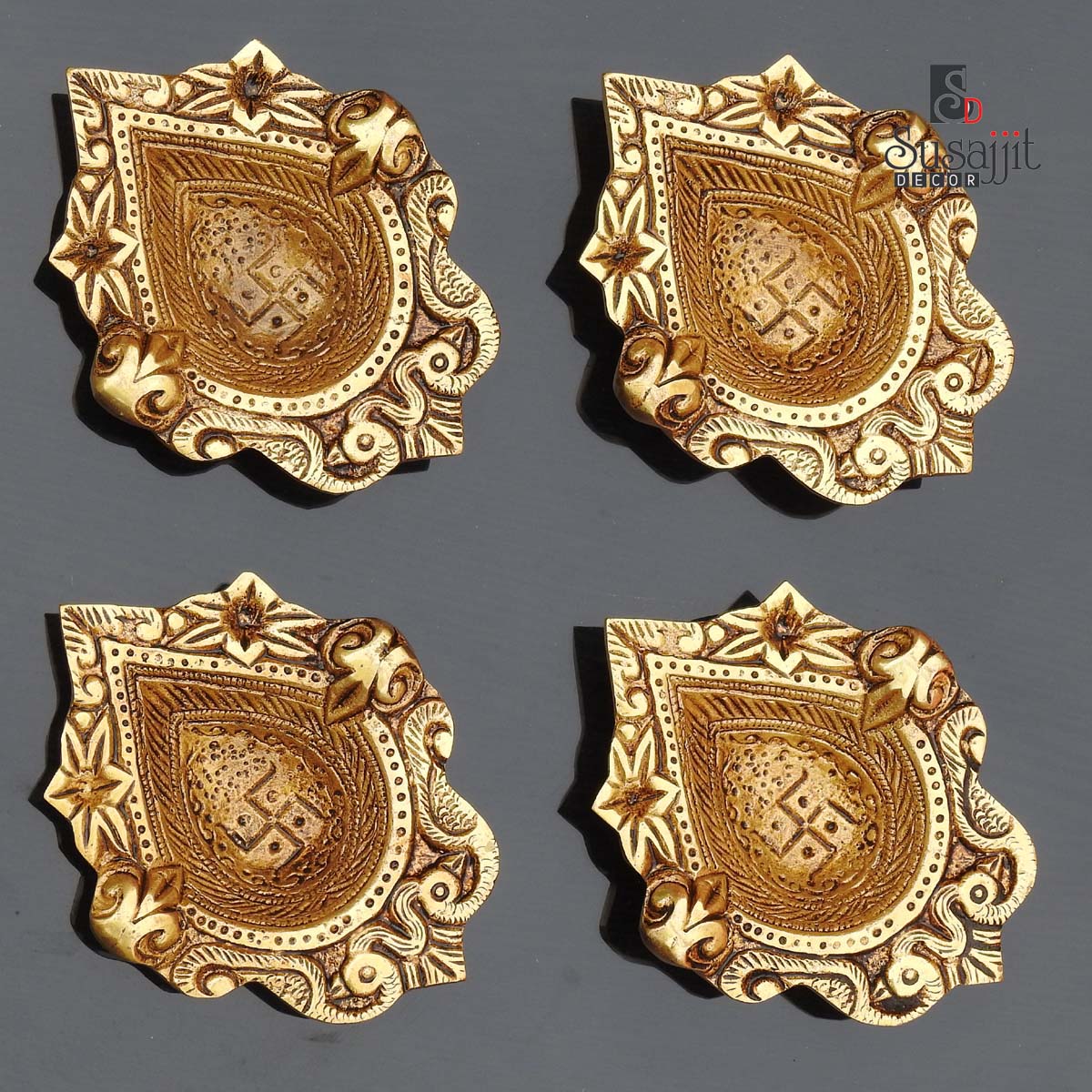 Set of Traditional Brass Oil Lamps