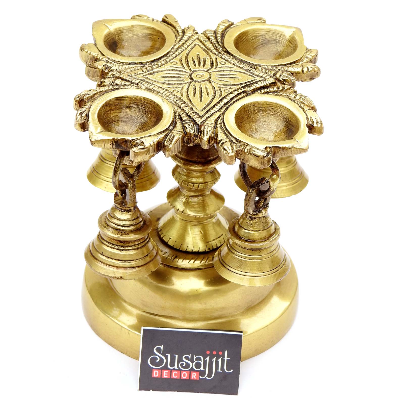 Brass Diya with Bells
