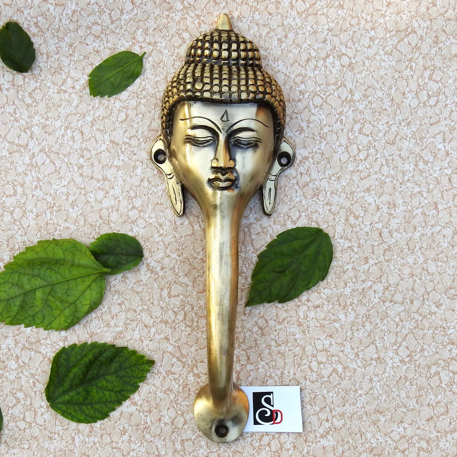 Brass Buddha Face Design Decorative Door Handle Hardware