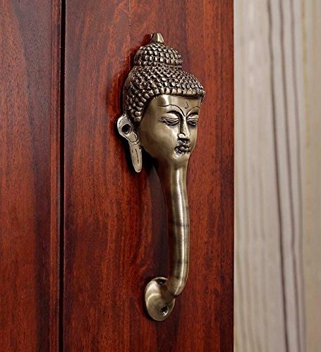 Brass Buddha Face Design Decorative Door Handle Hardware
