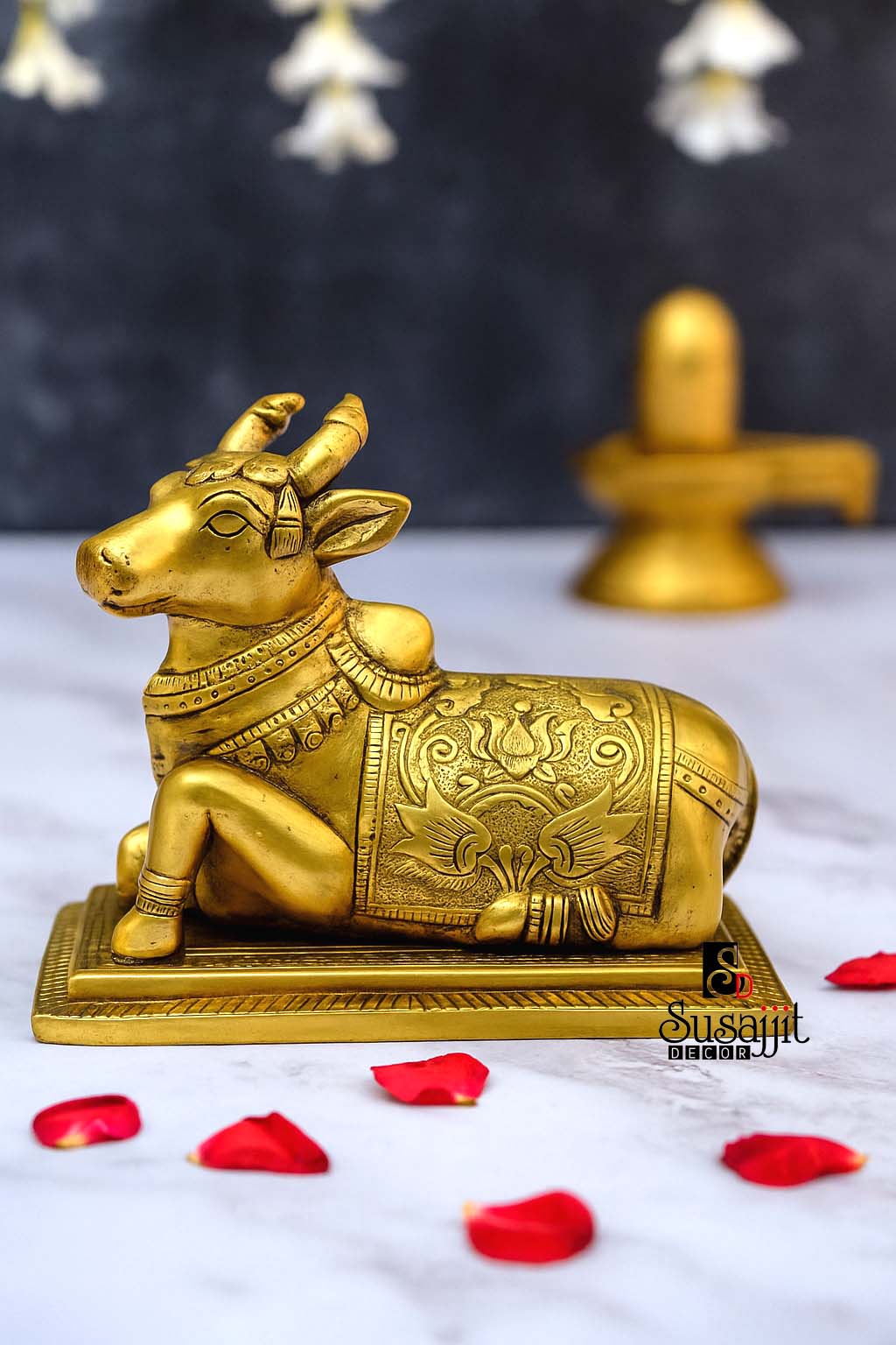 Brass Nandi Statue Religious Idol for Pooja Room Decor Showpiece for Home Décor
