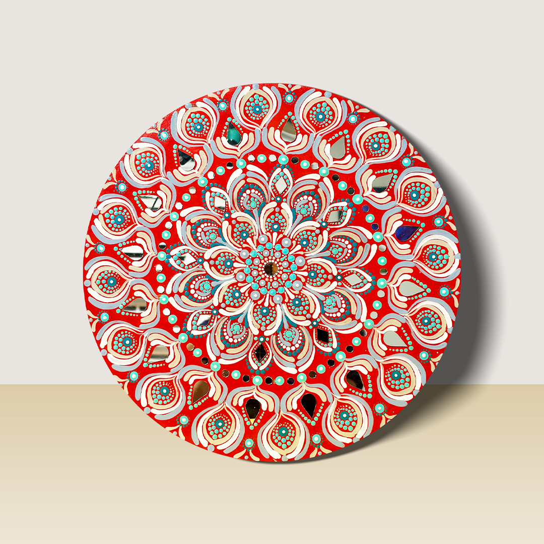Crimson Glow Mandala Art - Wall Décor
