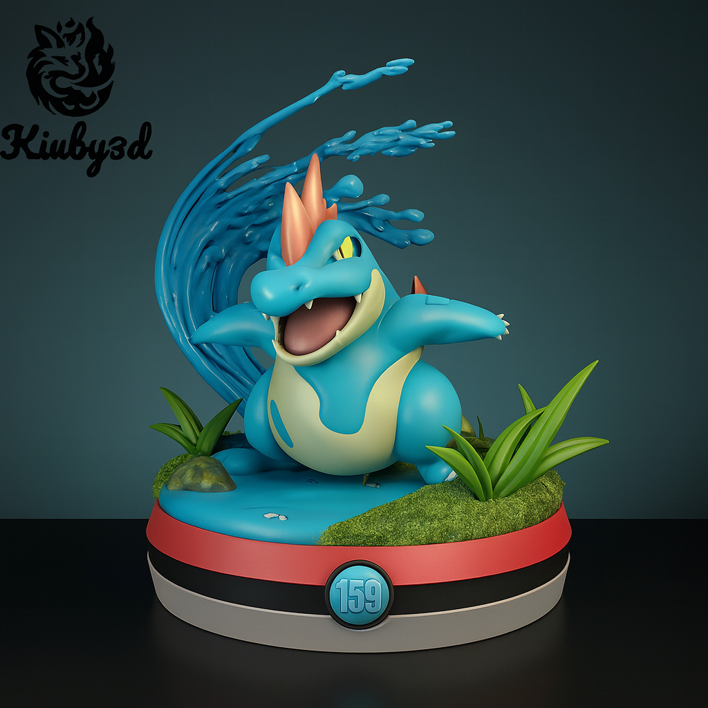 💧Crocrodil Nº 0159 – Figurine en résine avec effet de vague