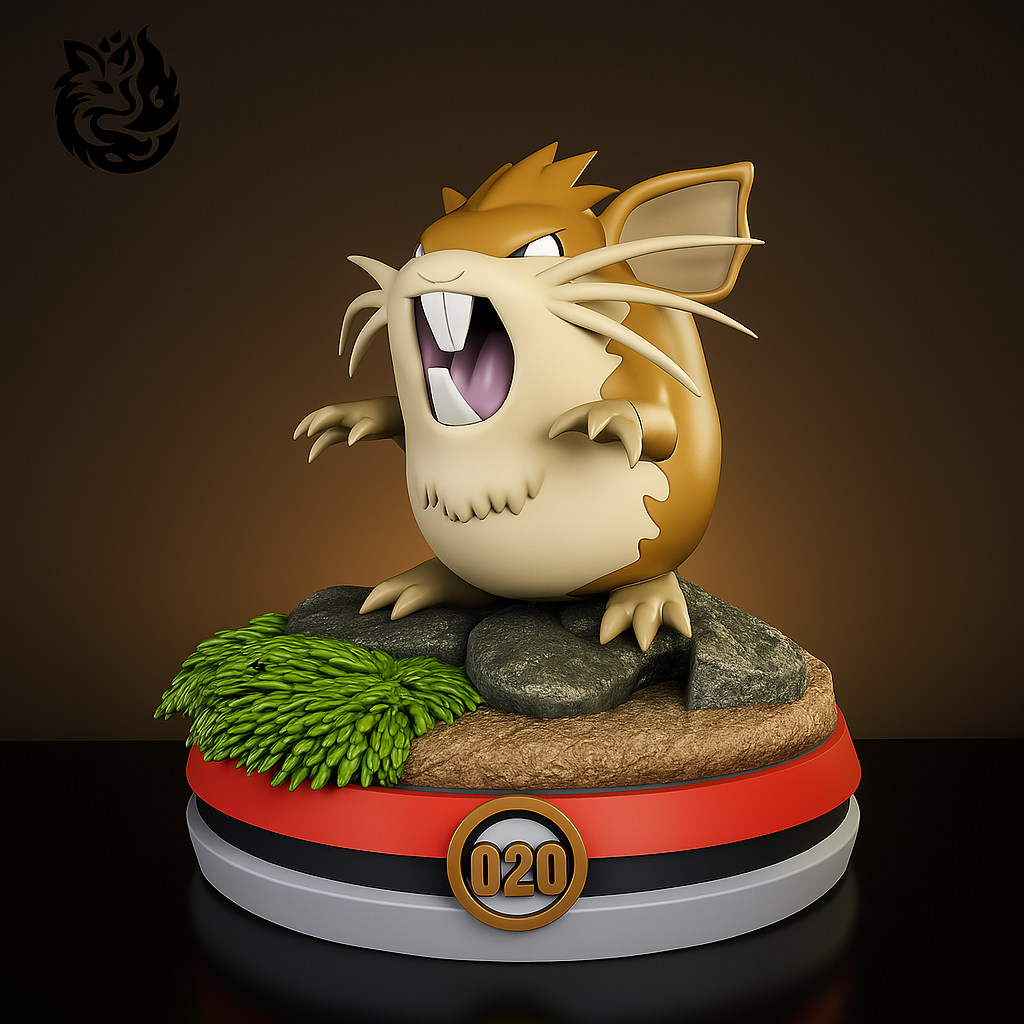 🟣 Figurine en Résine – Rattatac #020 | La Terreur à Grandes Dents de Kanto ! Kit à Monter ou Peint à la Main