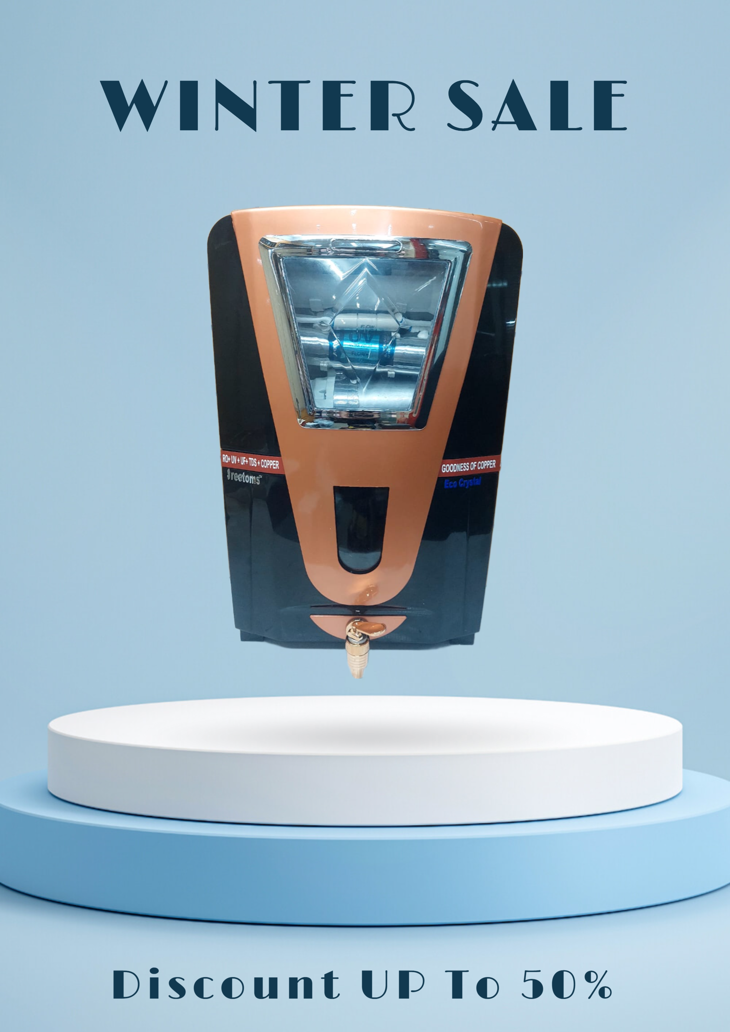 Sreetom RO PURE 4 in 1 Copper RO Water Purifier with 10 Stage Purification Filtration, UV, UF, TDS Adjuster and 12 Liter Large Storage Tank, Suitable for all type of water supply