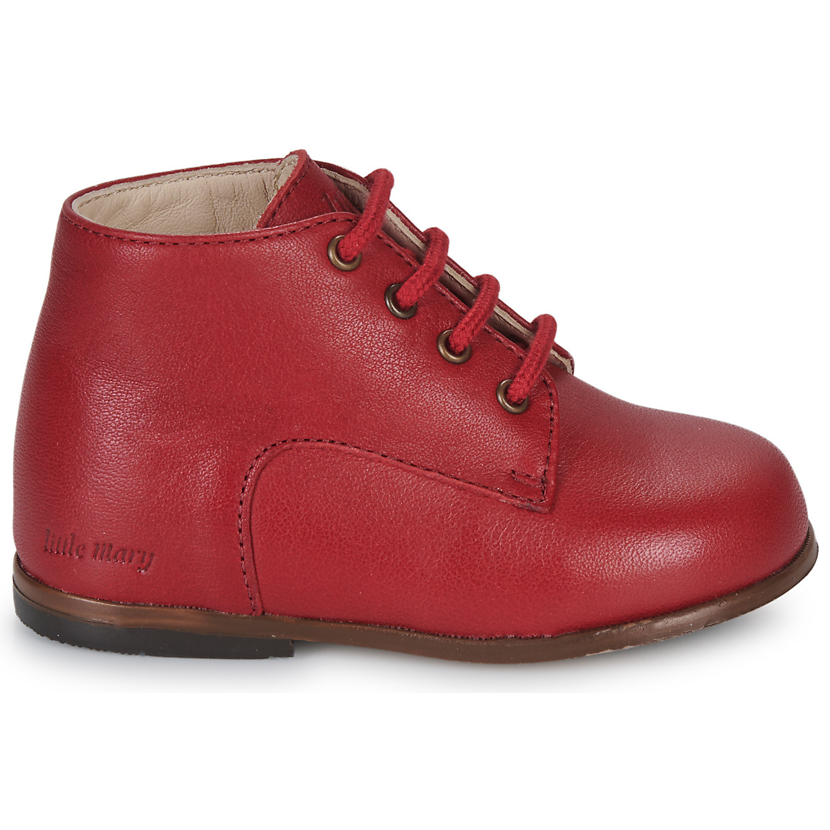 Chaussure montante en cuir rouge 