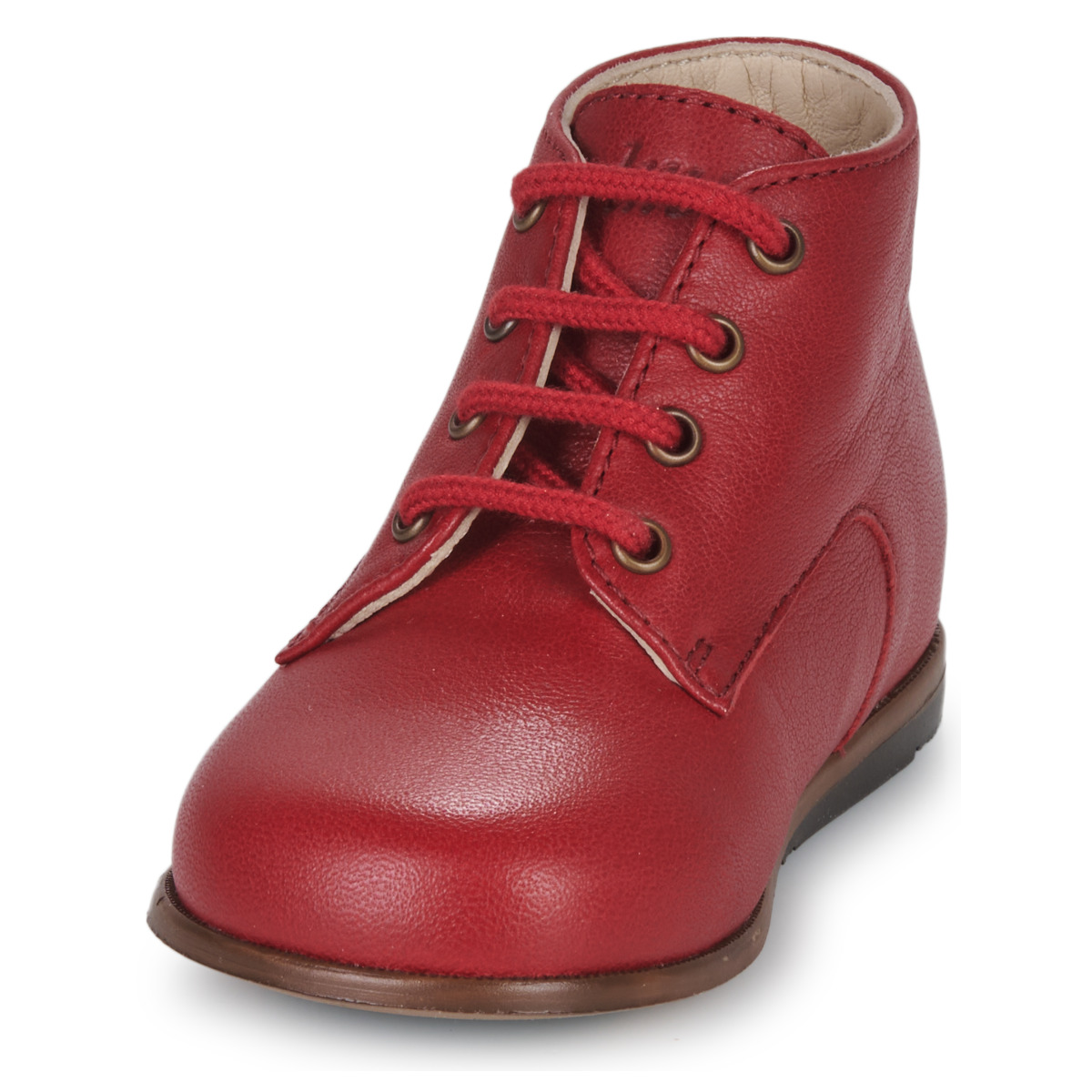 Chaussure montante en cuir rouge 