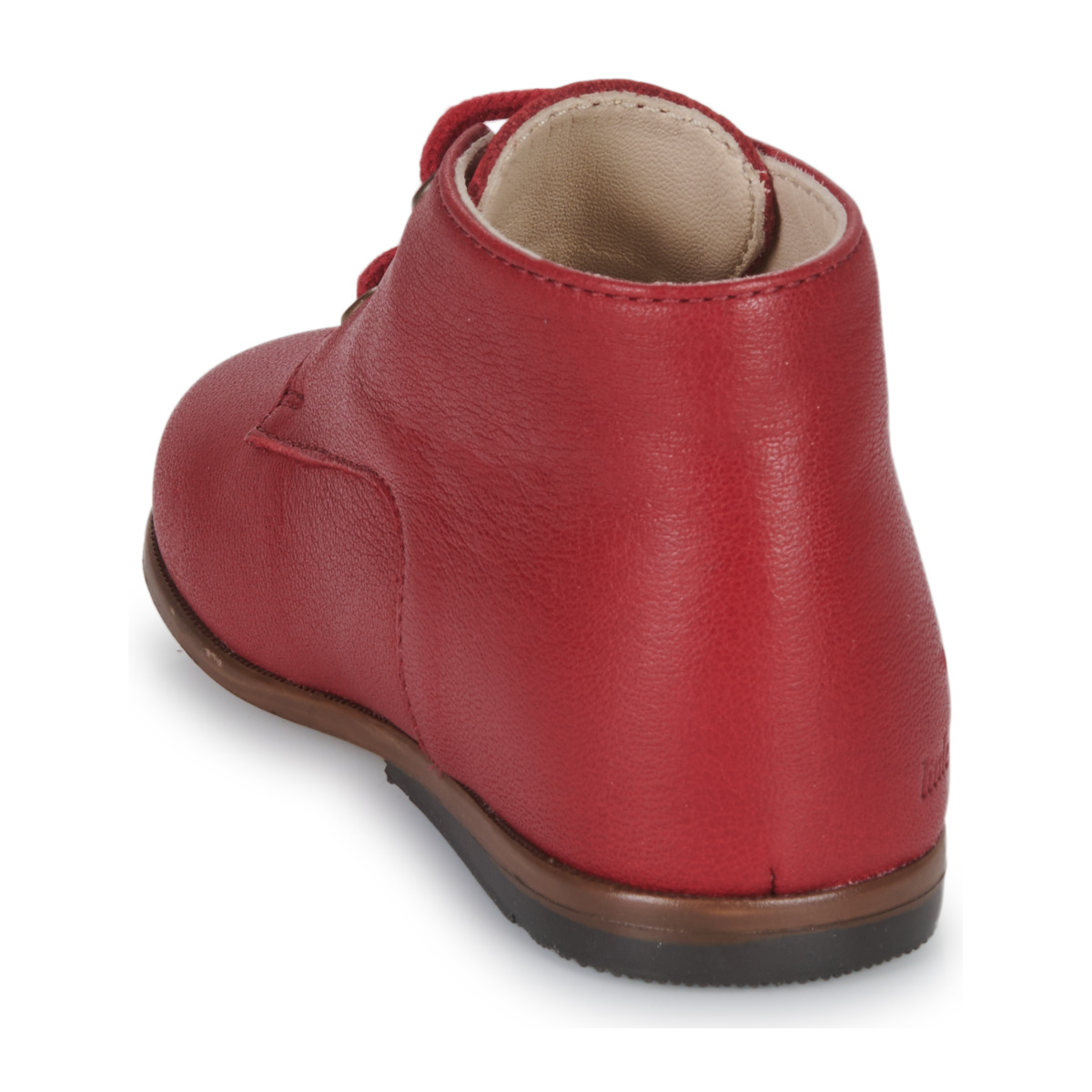 Chaussure montante en cuir rouge 