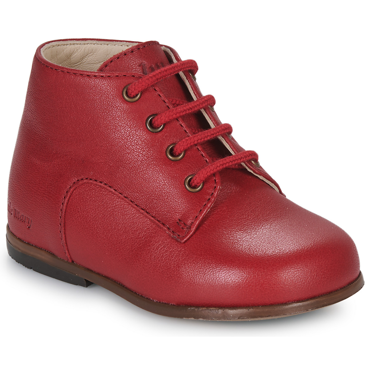 Chaussure montante en cuir rouge 