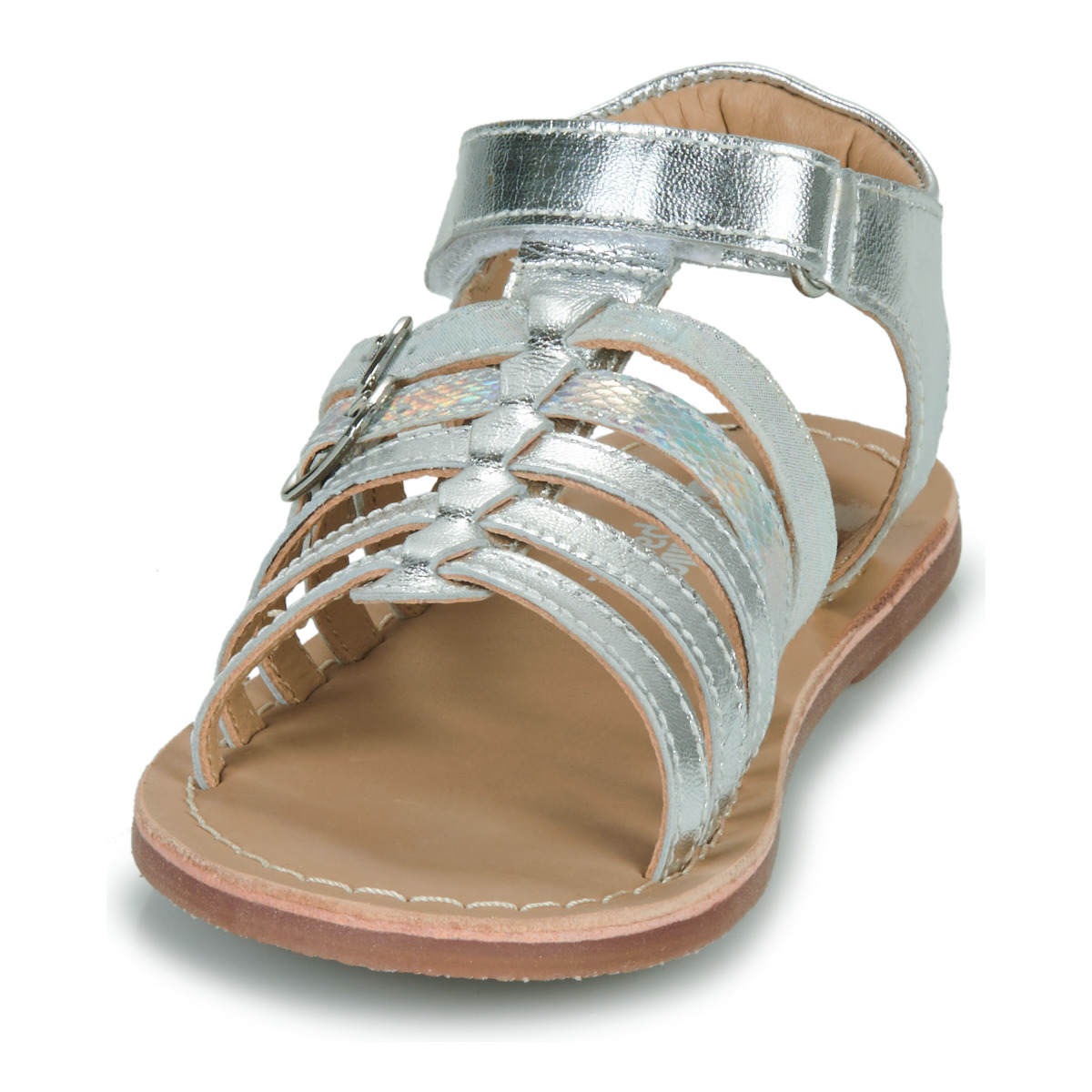 Sandale en cuir argenté