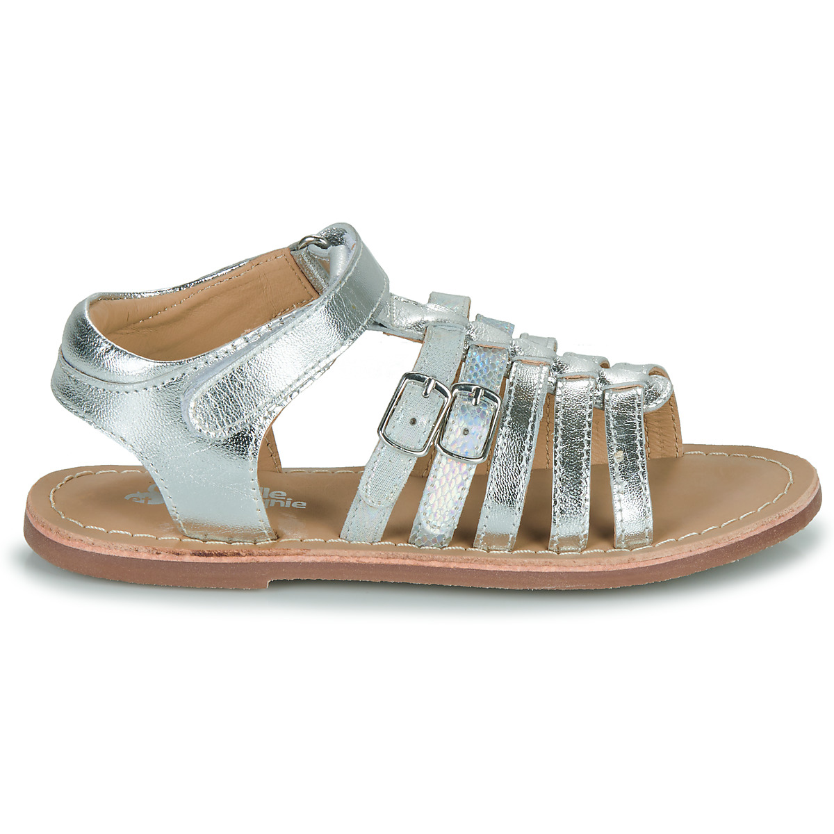 Sandale en cuir argenté