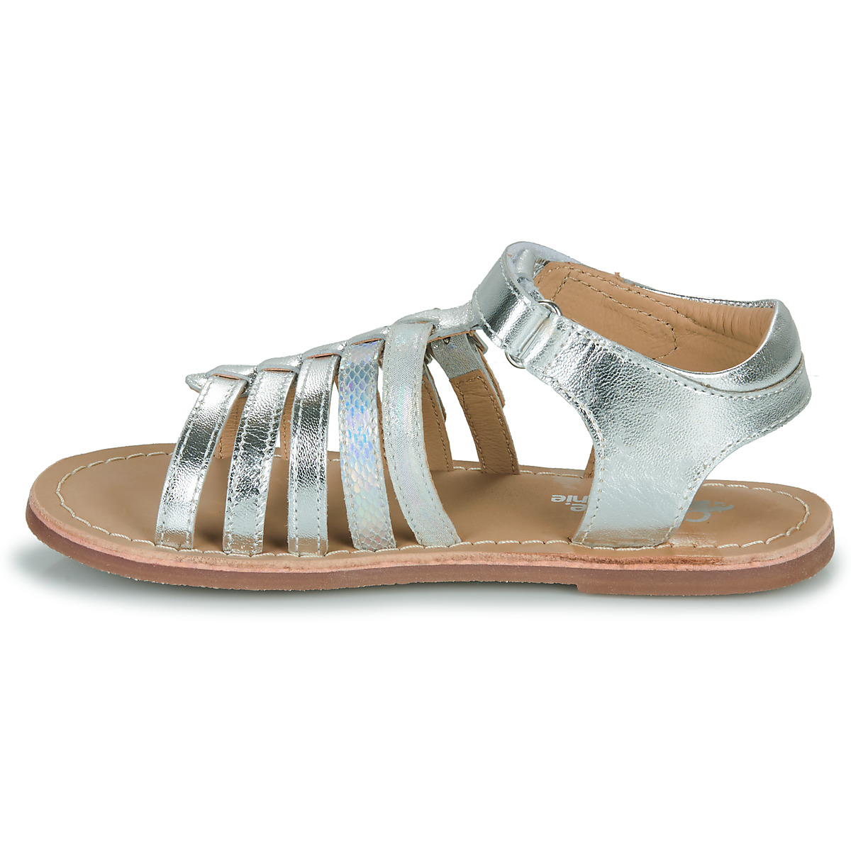 Sandale en cuir argenté