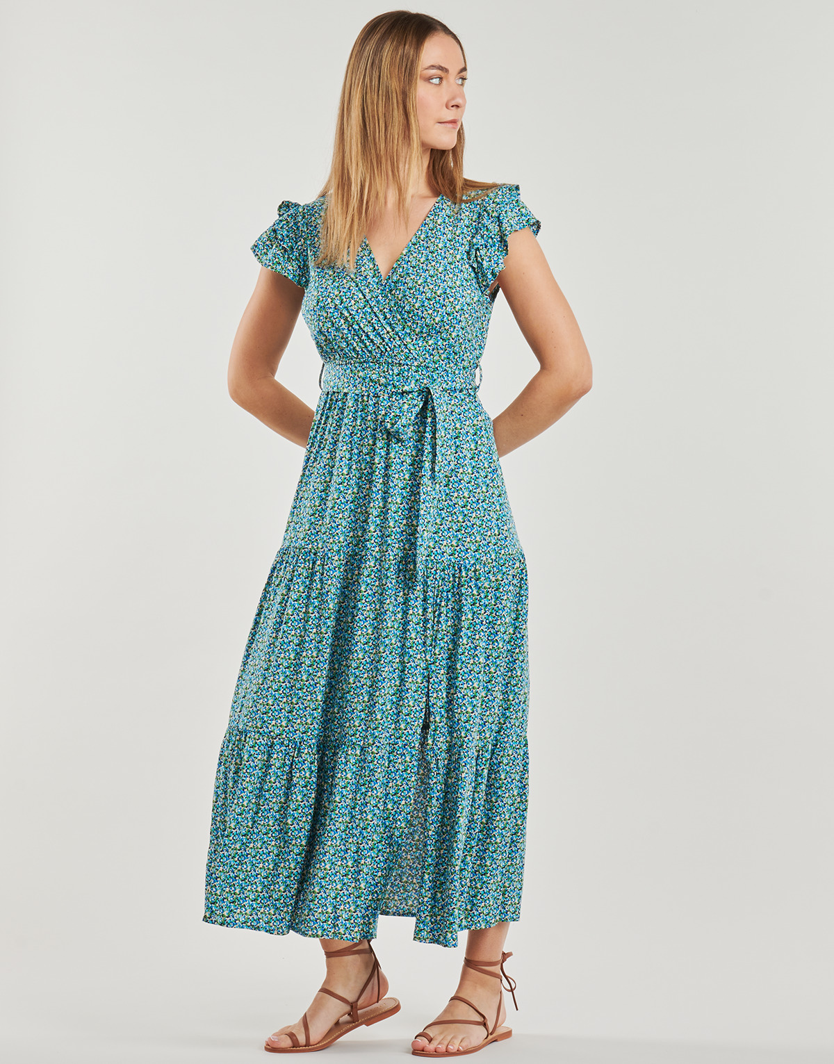 Robe longue YASMINA Vert/bleu