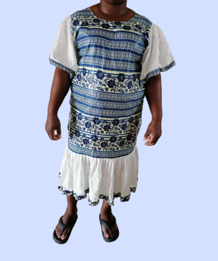 Robe à volant bleue