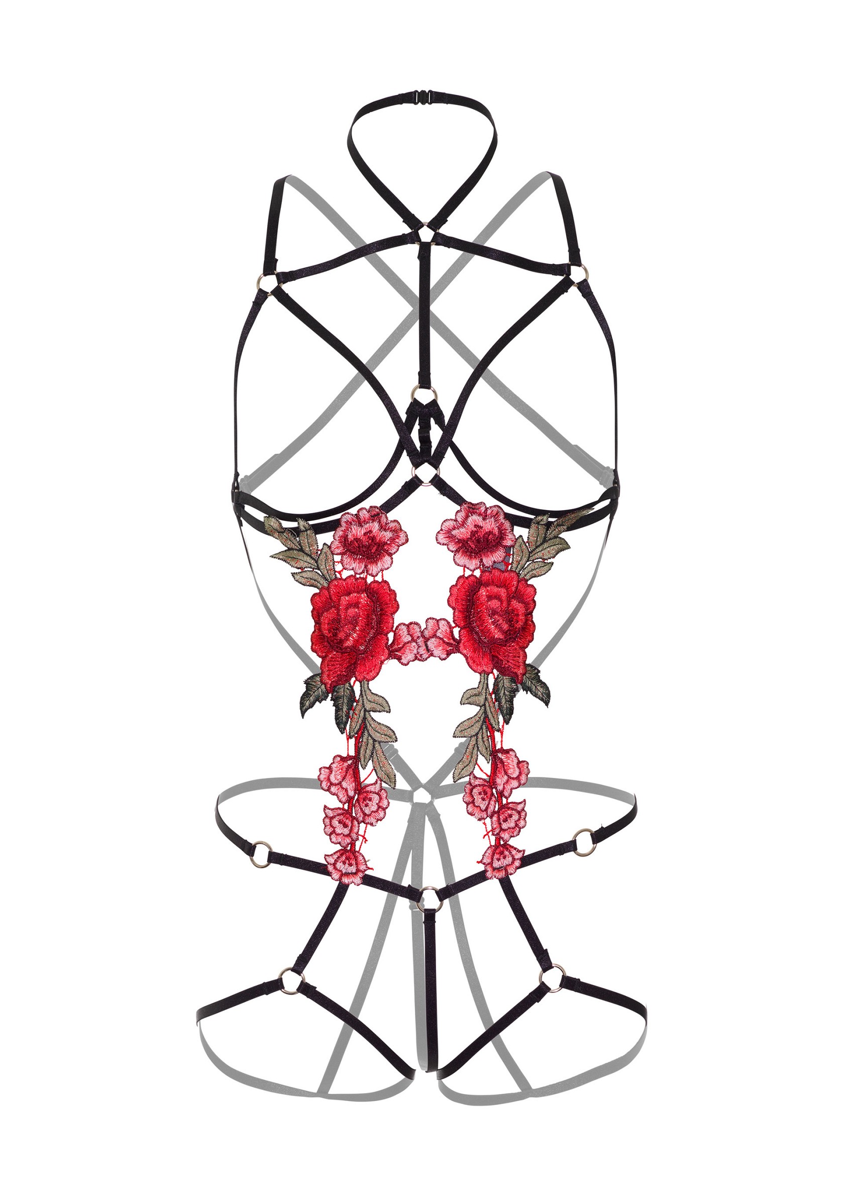 Body Roses Strappy Teddy avec cache-tétons