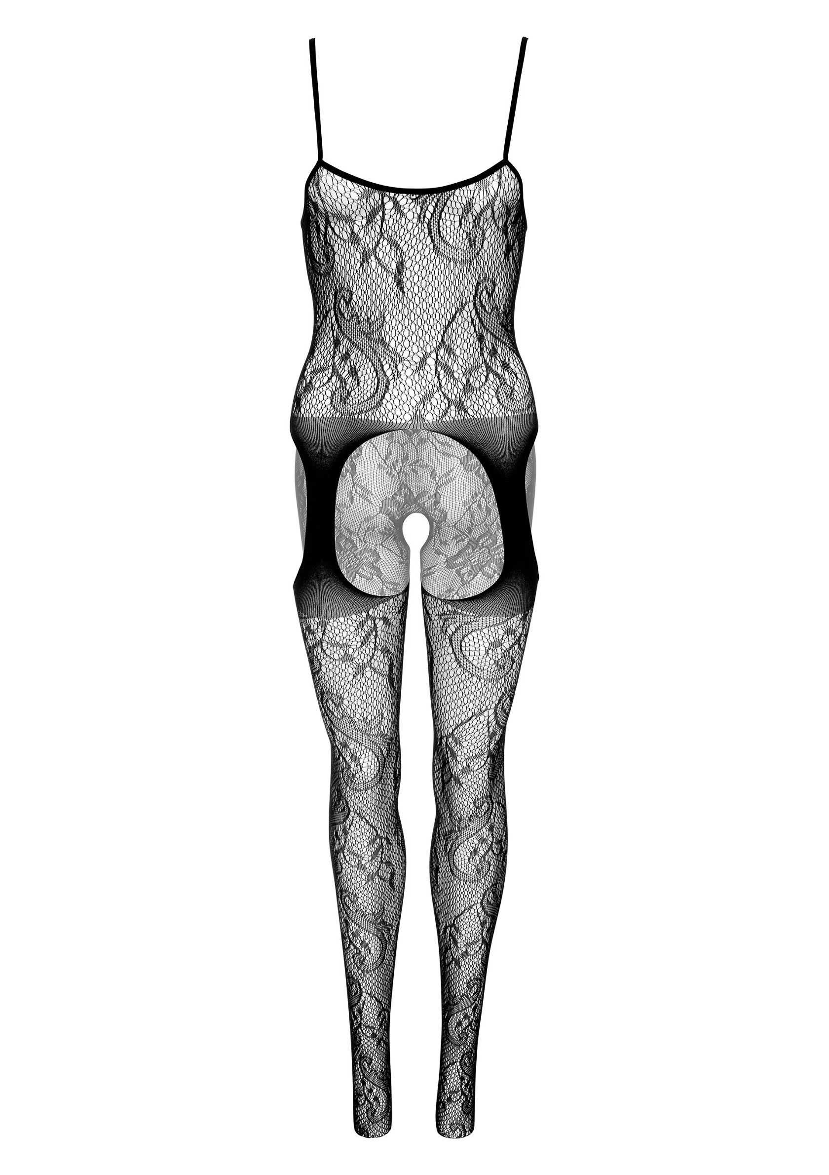 Bodystocking porte-jarretelles à fleurs