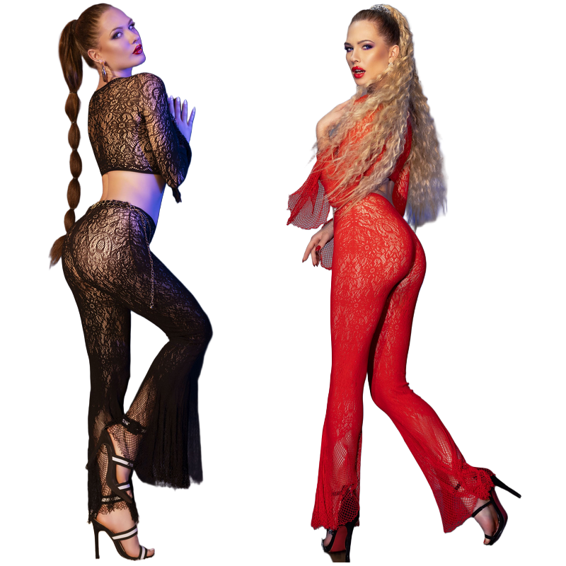 Ensemble Top & Pantalon Noir/Rouge 4648