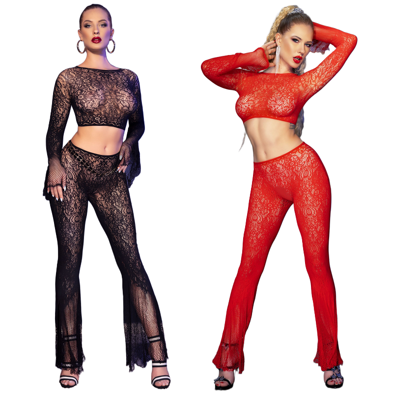 Ensemble Top & Pantalon Noir/Rouge 4648