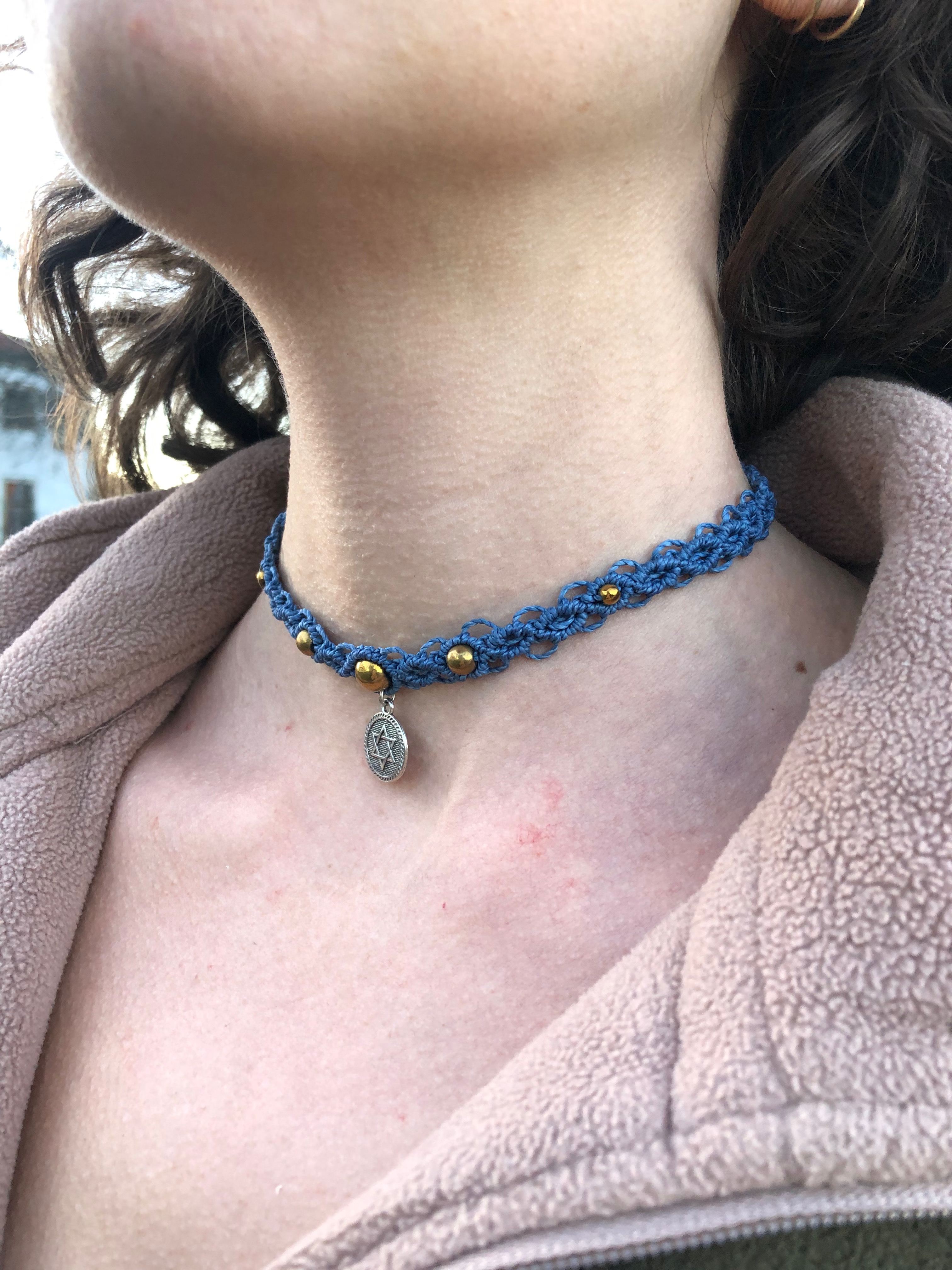 Star of David macrame necklace 