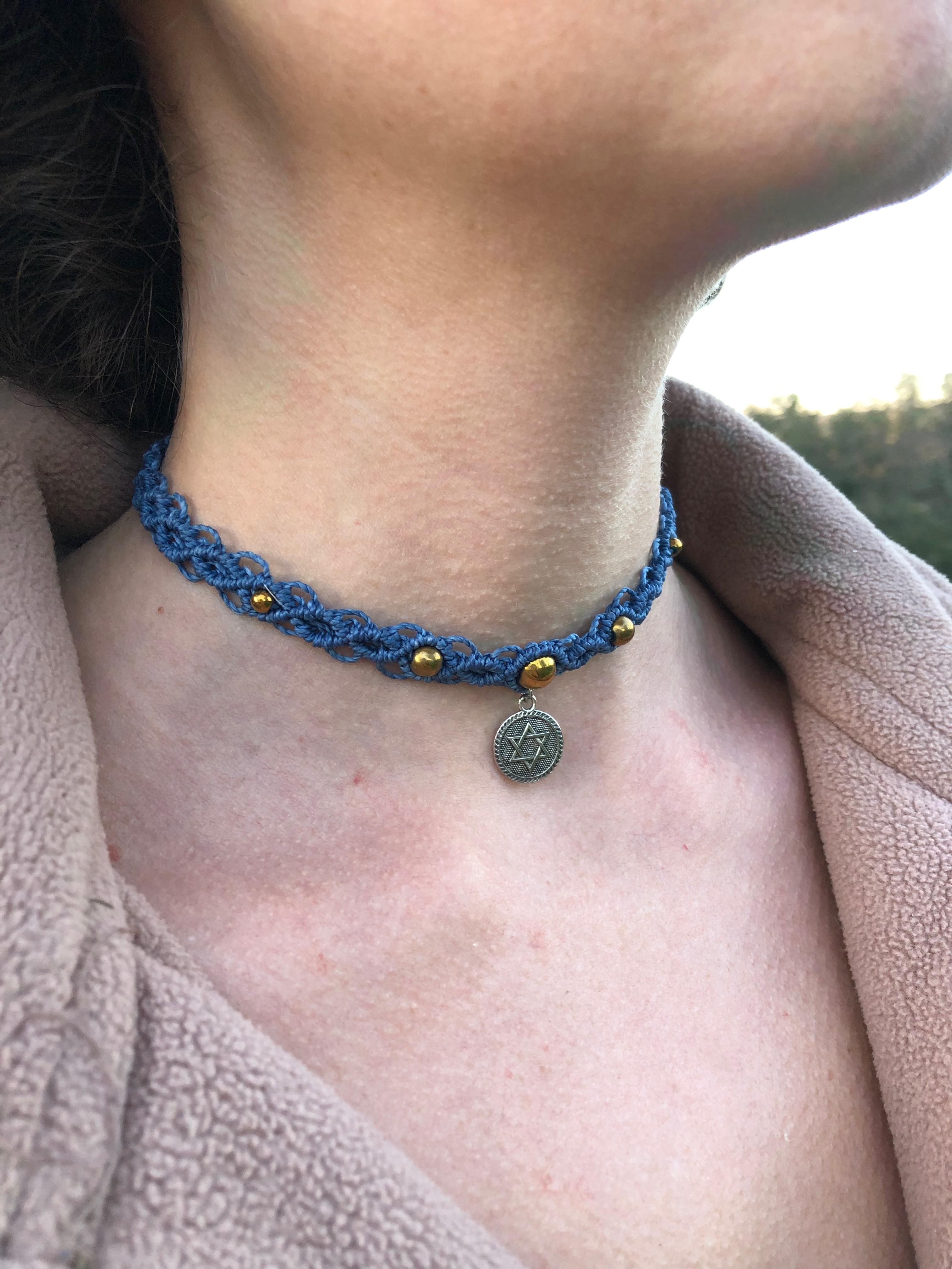 Star of David macrame necklace 