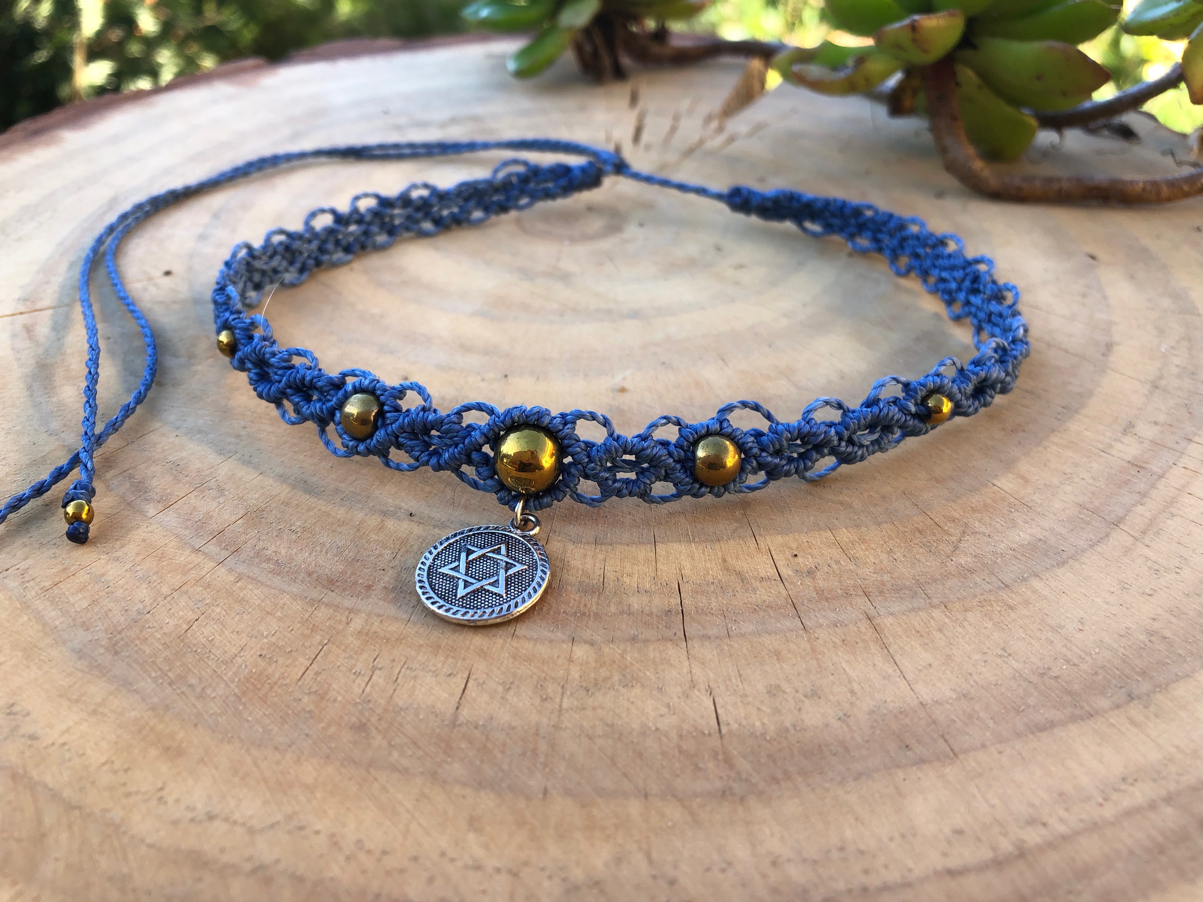 Star of David macrame necklace 