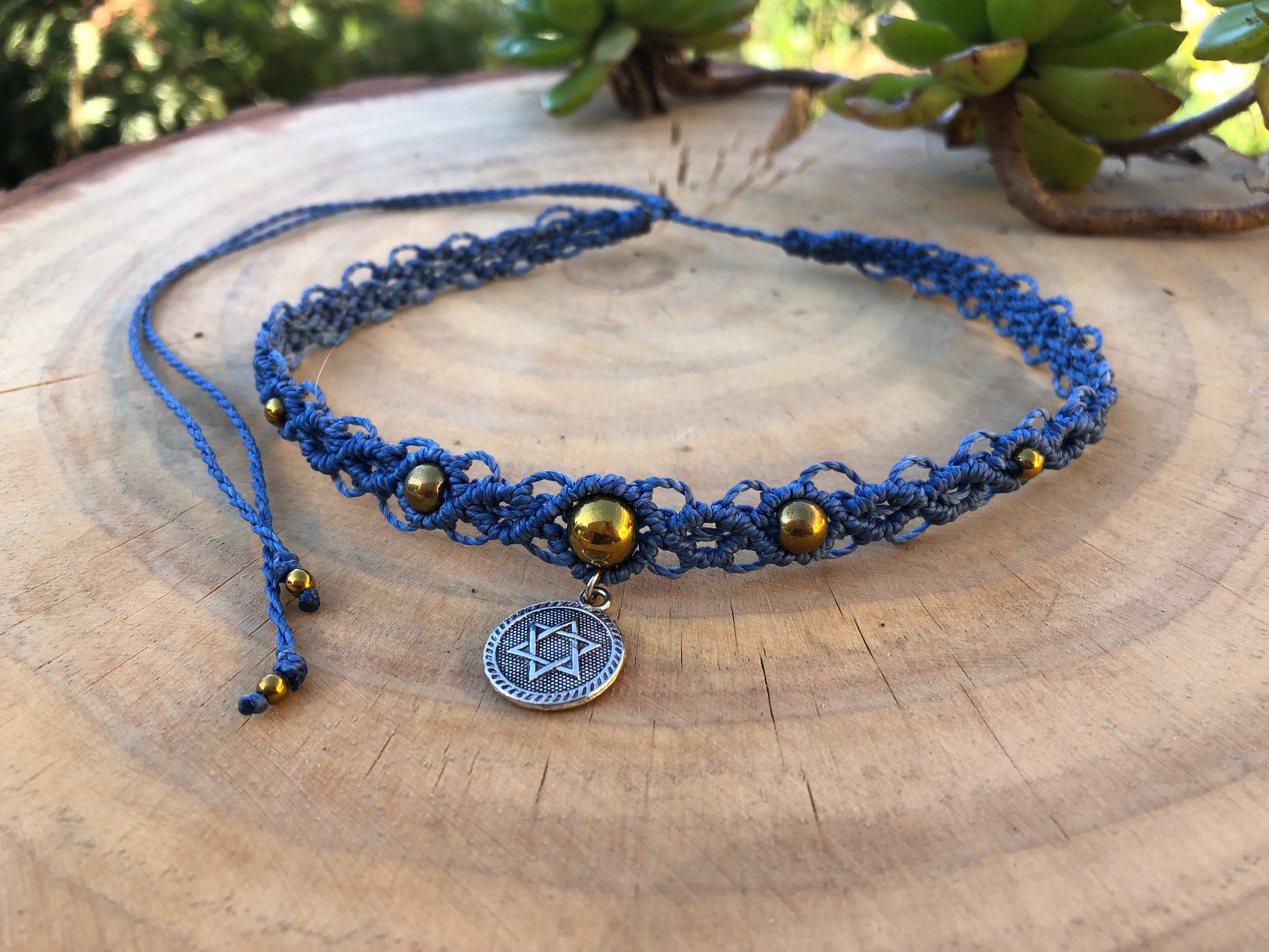 Star of David macrame necklace 