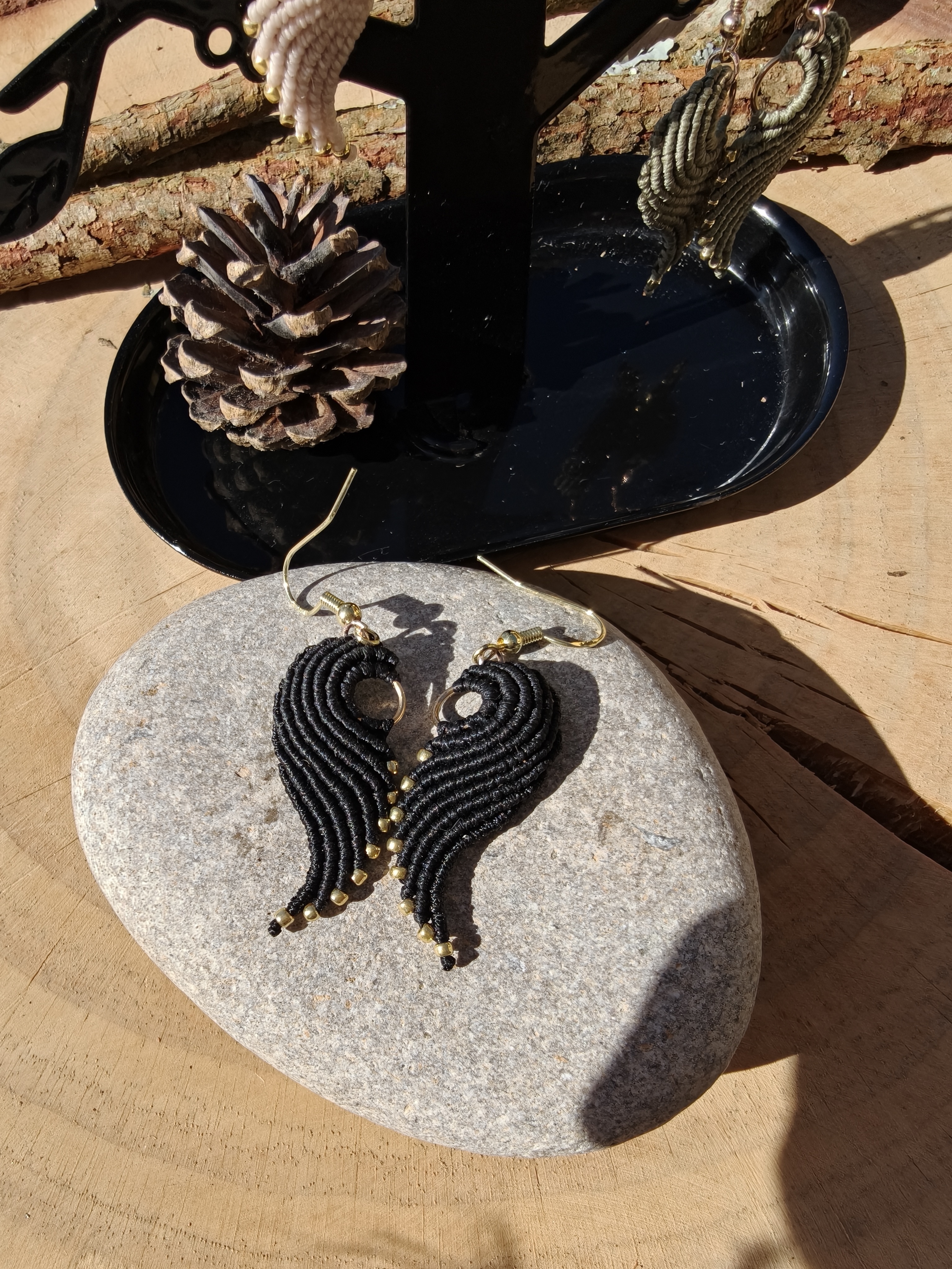 Angel Wing Earrings - Black