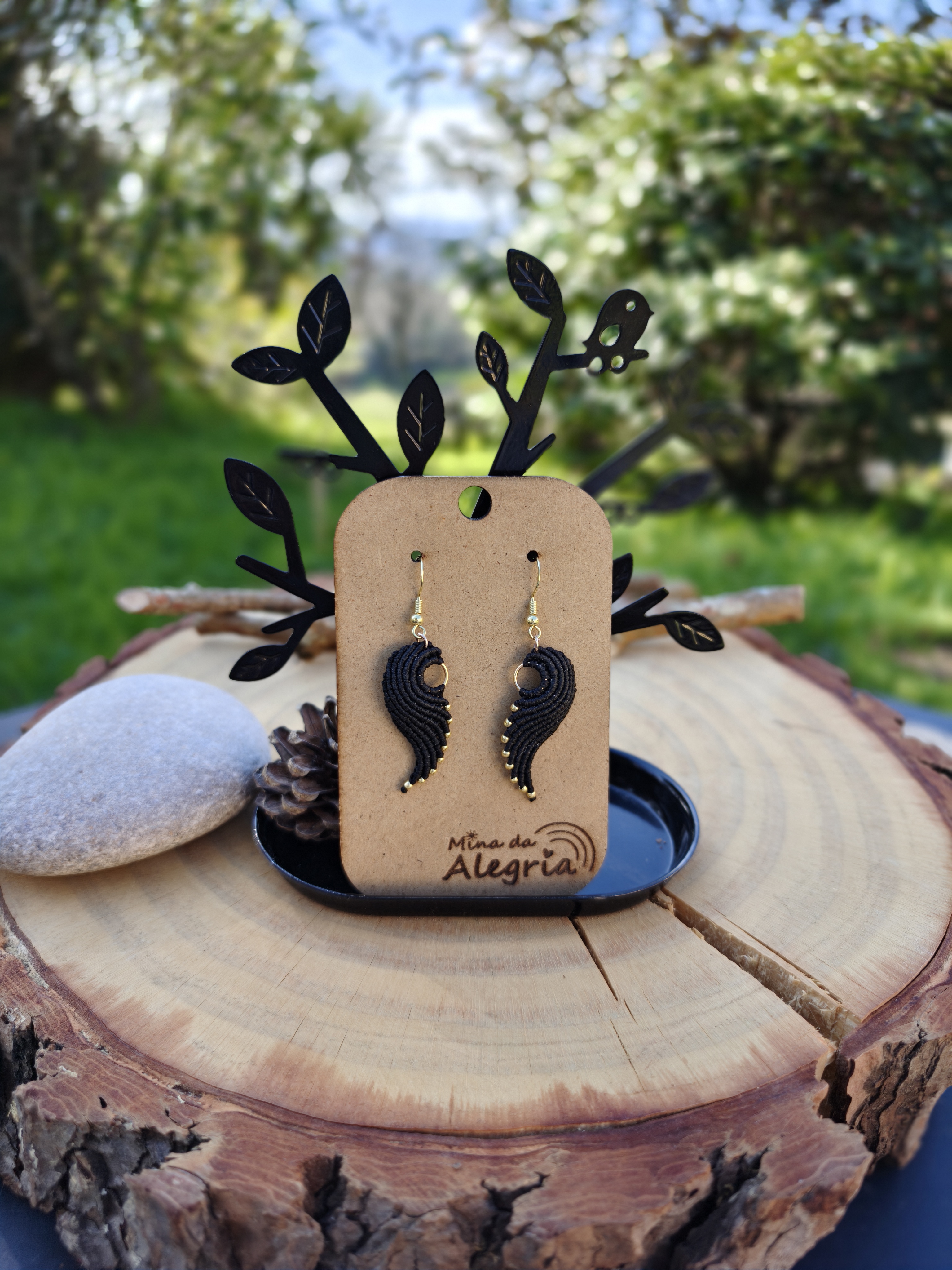 Angel Wing Earrings - Black