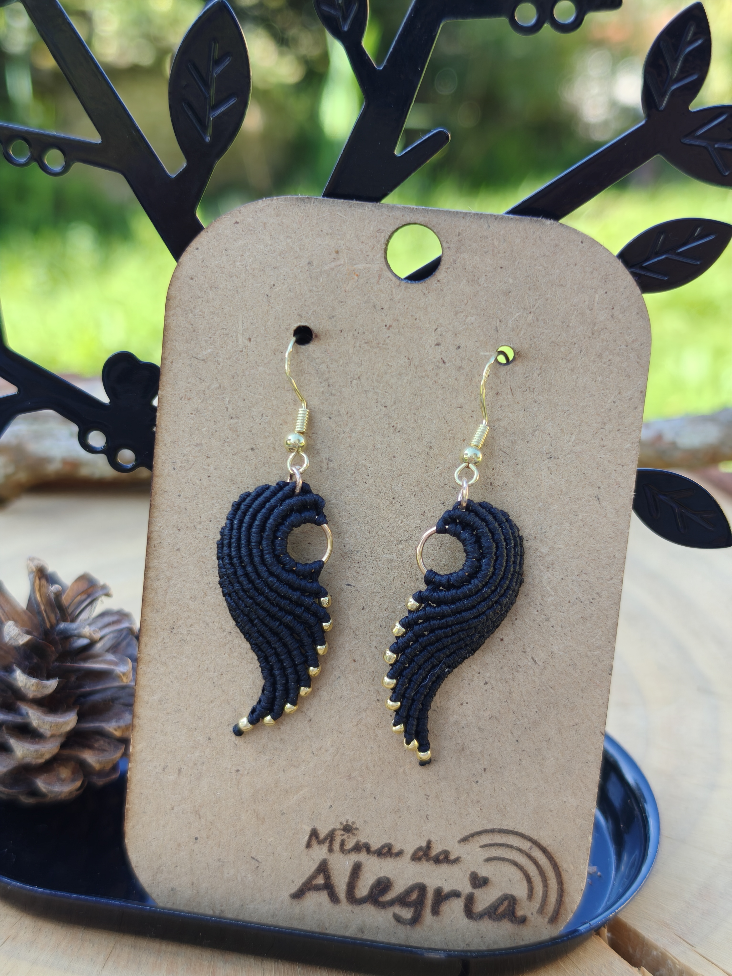 Angel Wing Earrings - Black