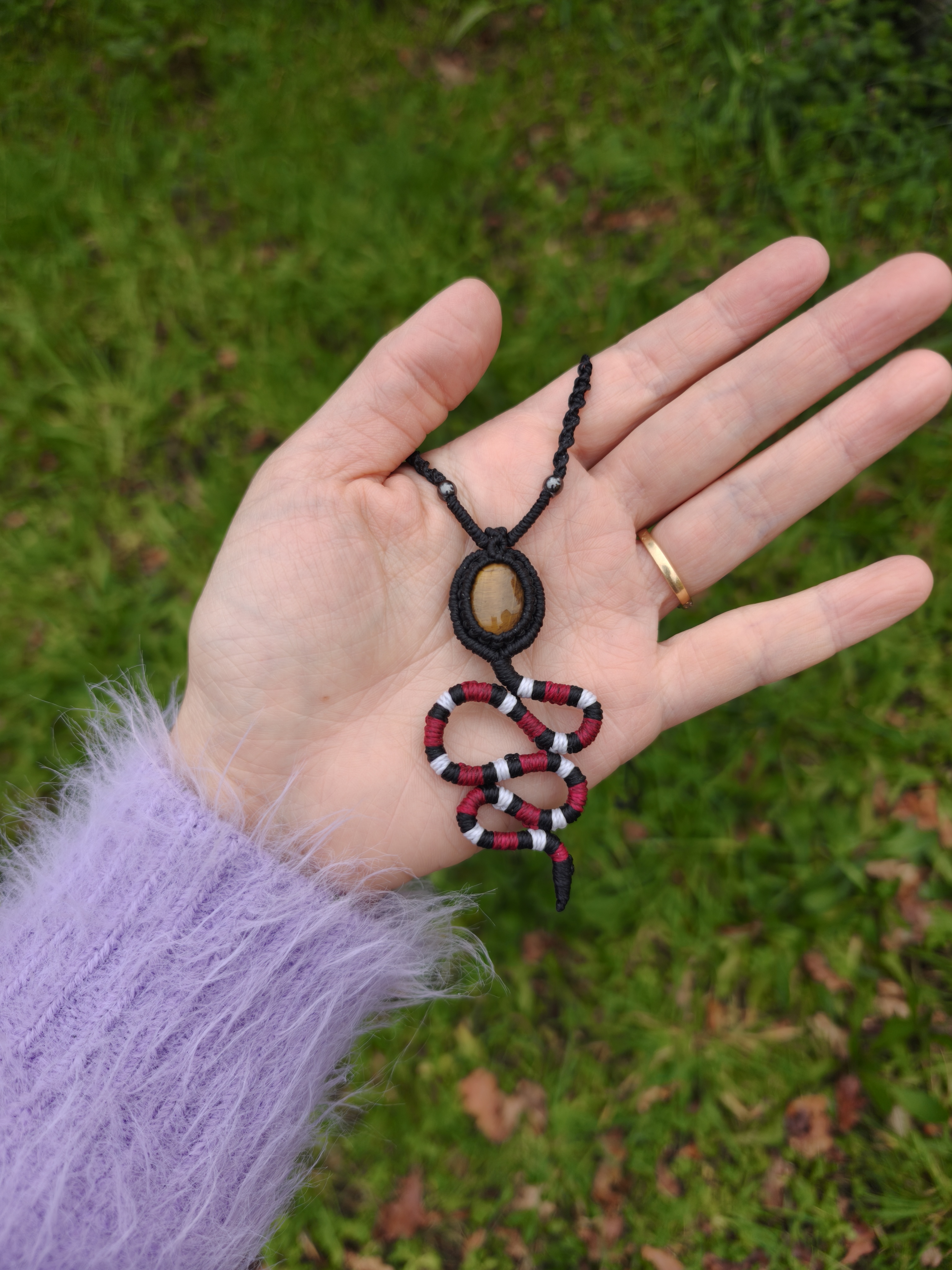 Coral snake necklace - tiger's eye 