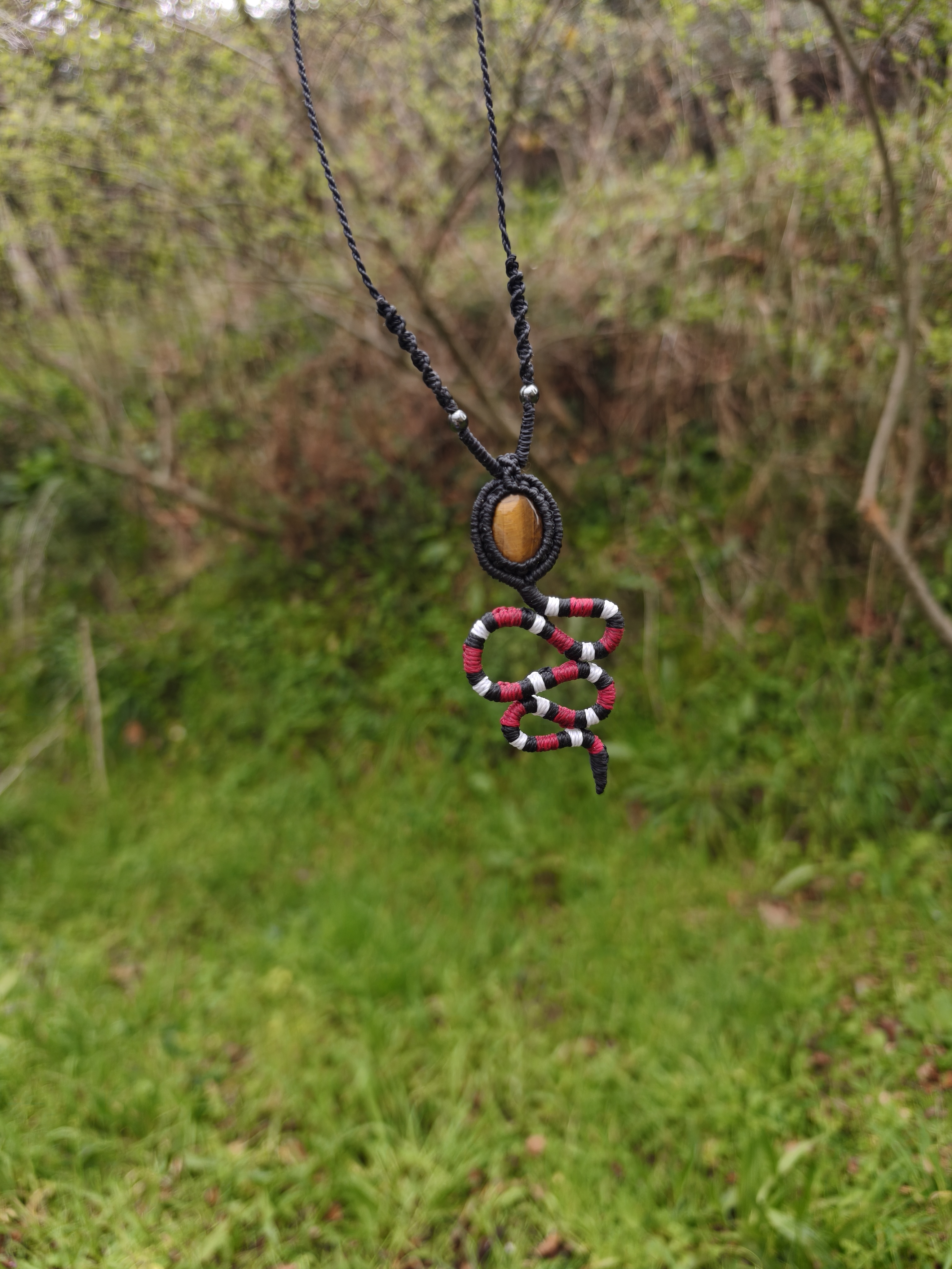 Coral snake necklace - tiger's eye 