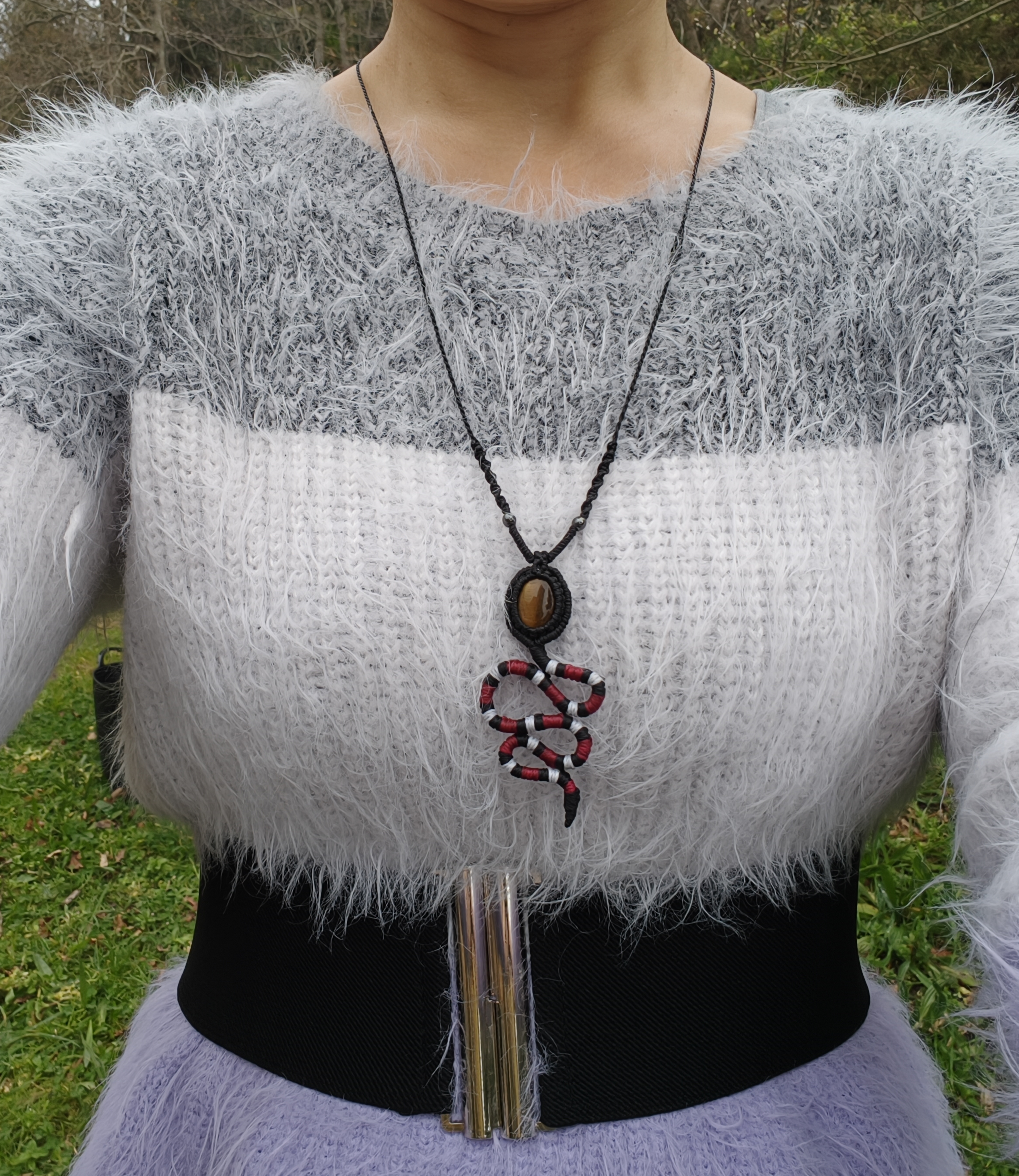 Coral snake necklace - tiger's eye 