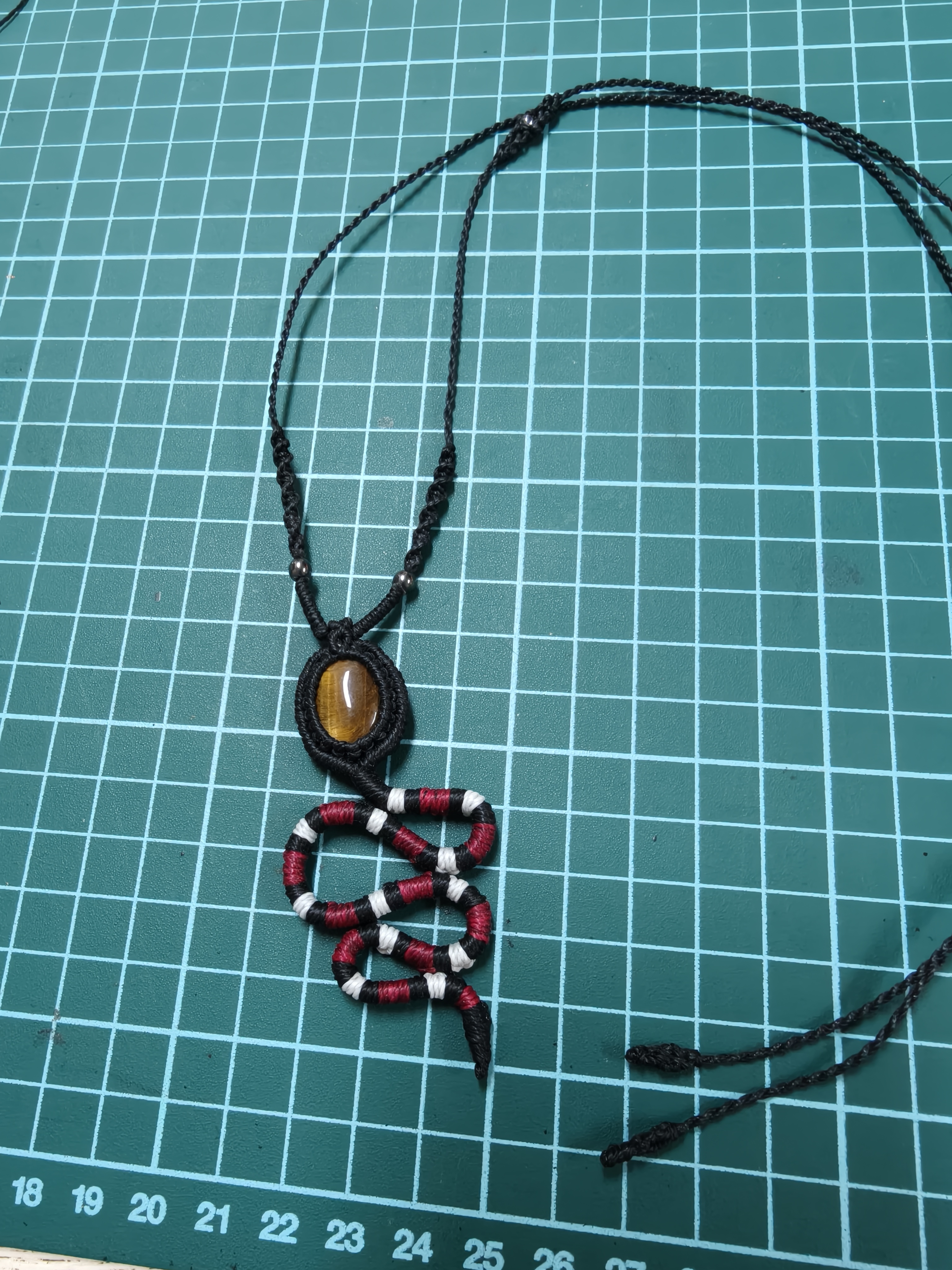 Coral snake necklace - tiger's eye 