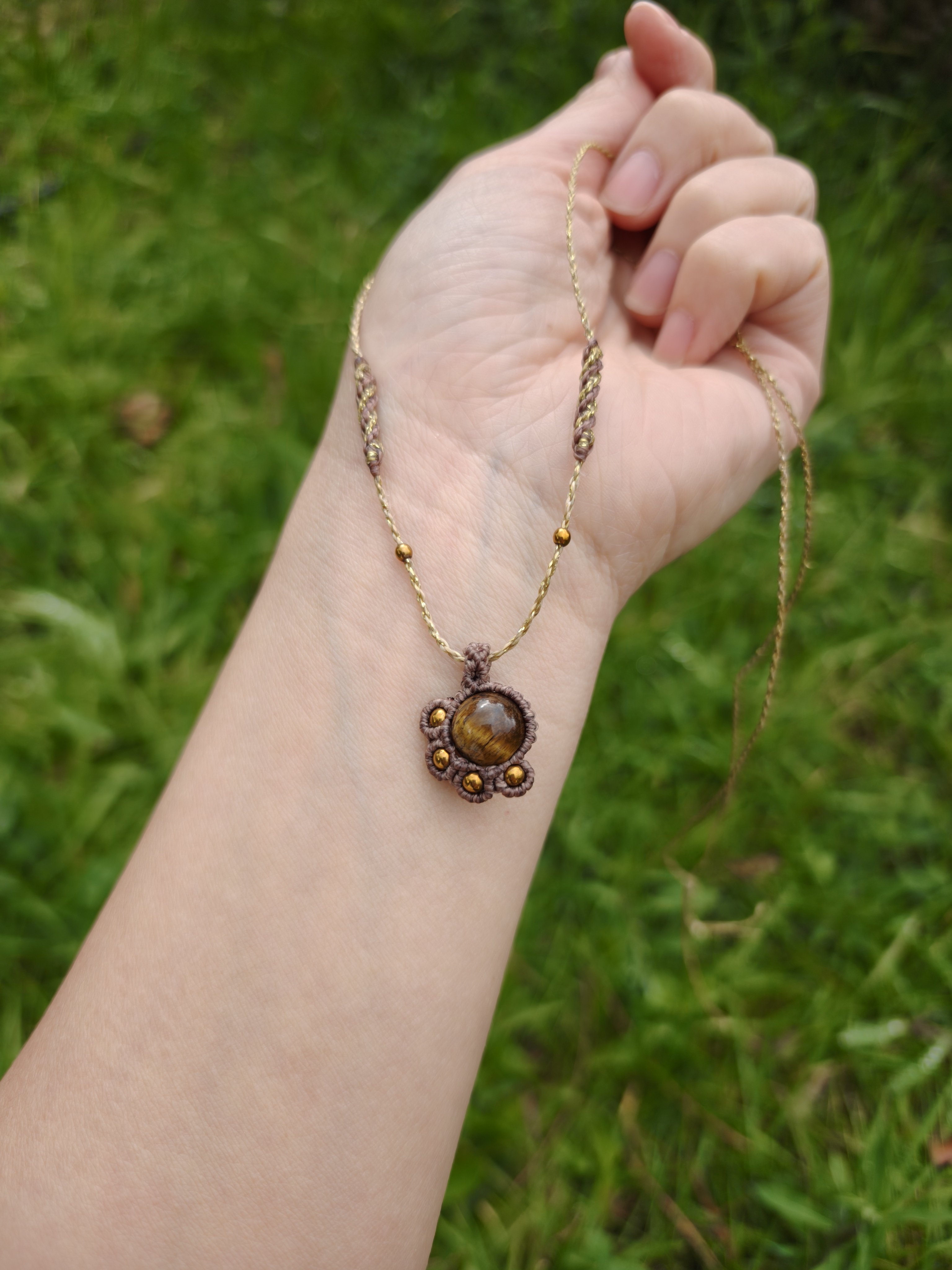 Paw Necklace - Tiger's eye & Hematite