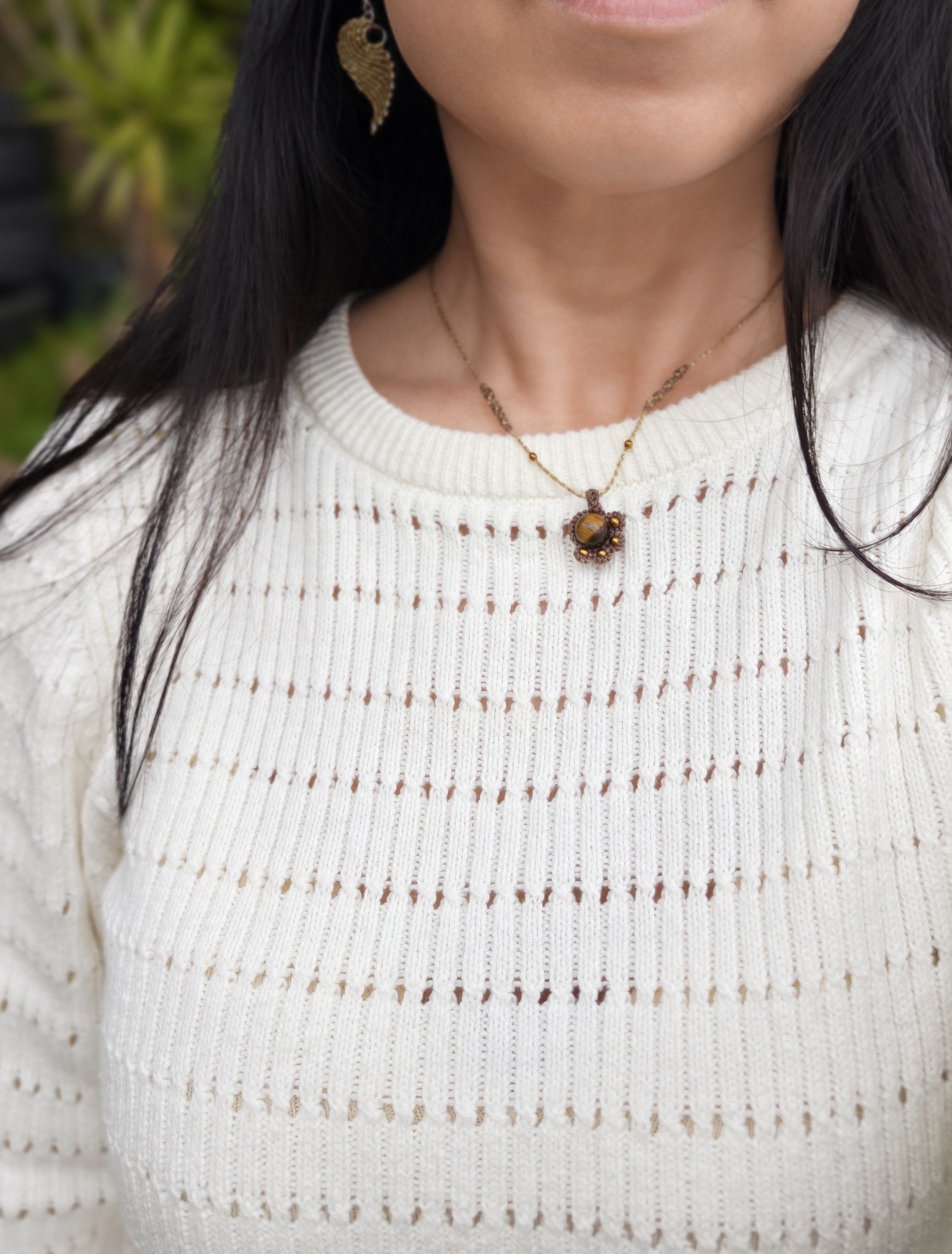 Paw Necklace - Tiger's eye & Hematite