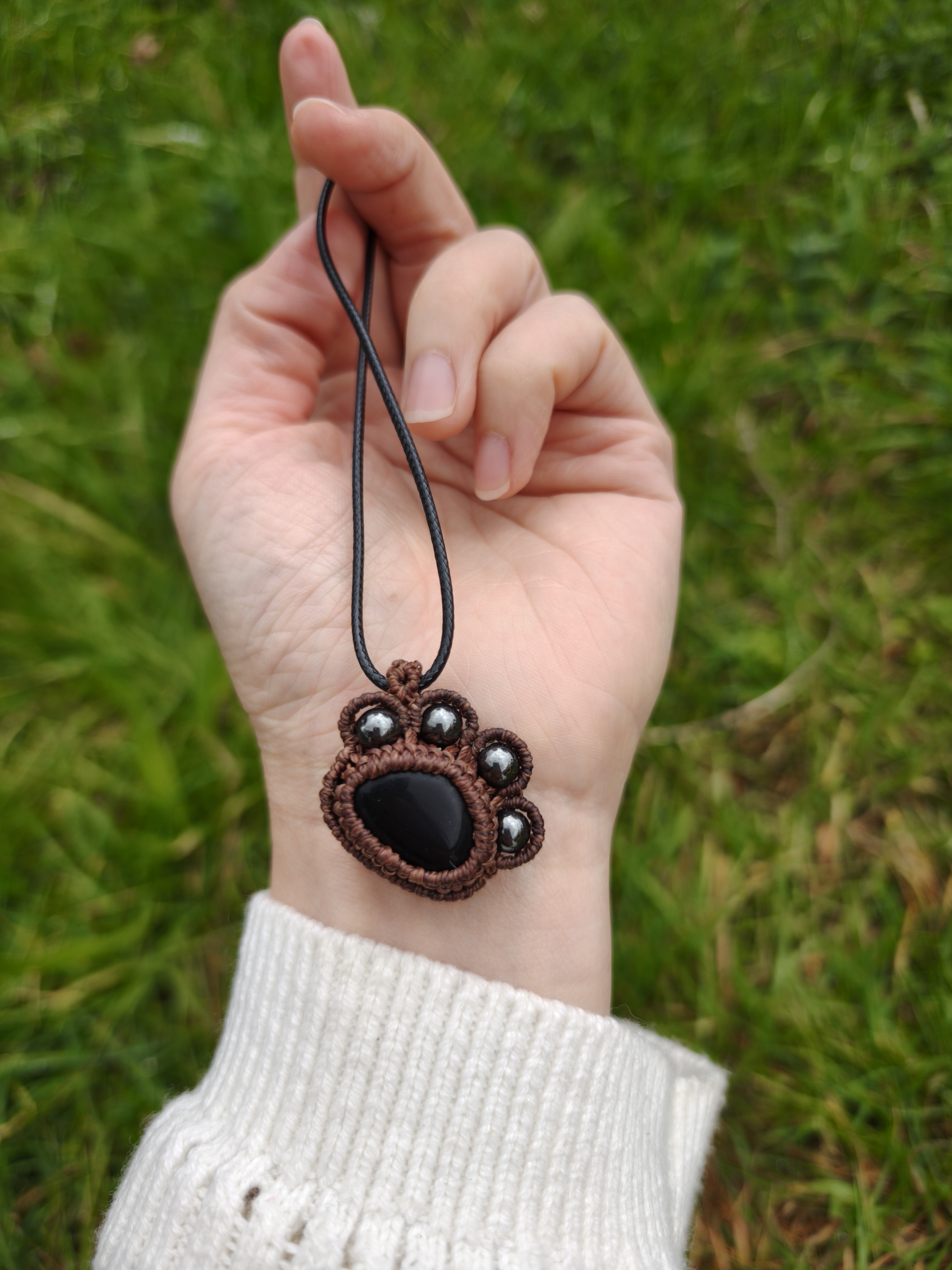 Paw Necklace  – Black Shungite & Hematite