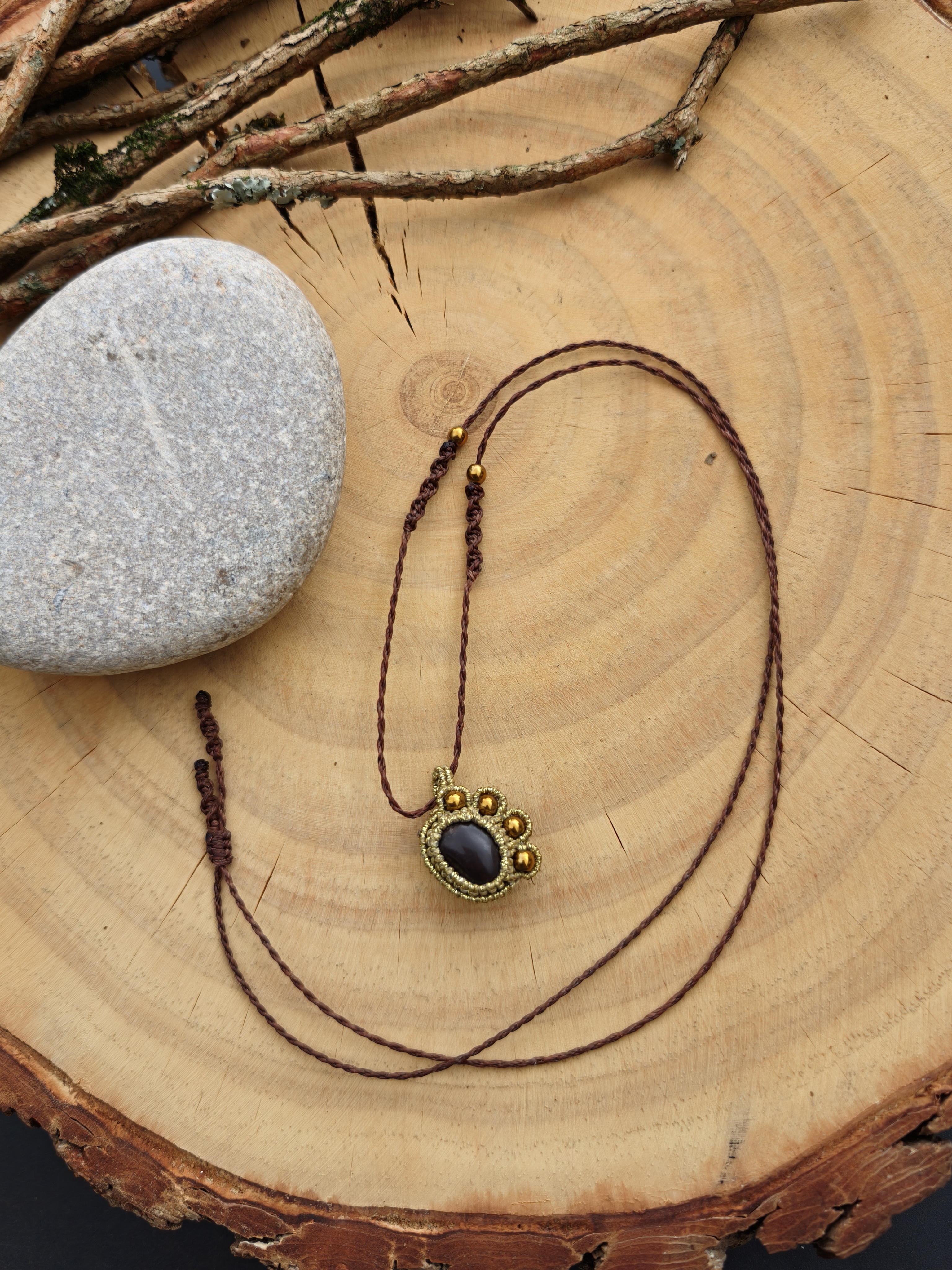 Paw Necklace  – Black Agate & Hematite