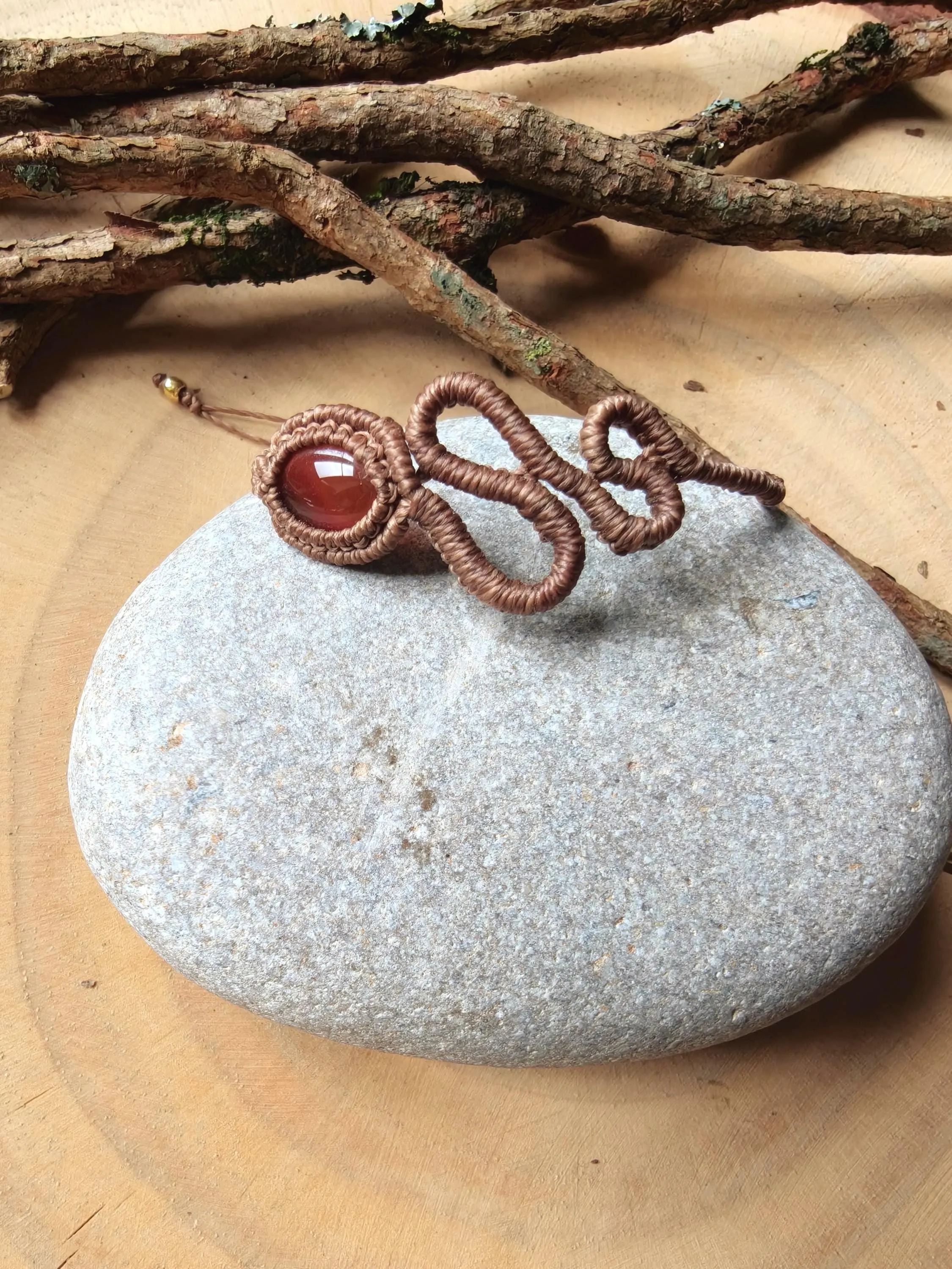 Snake Bracelet with Red Agate 