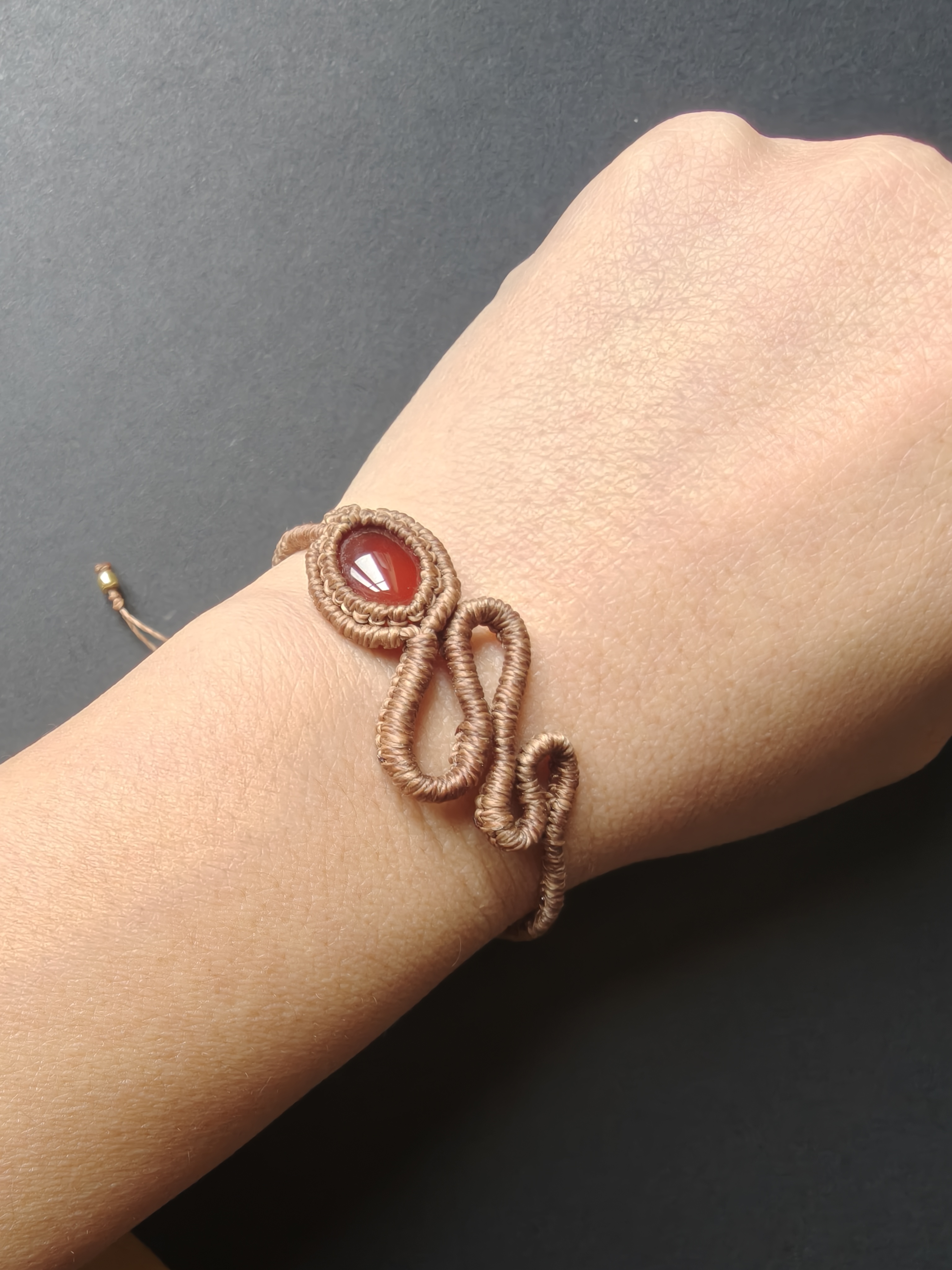 Snake Bracelet with Red Agate 