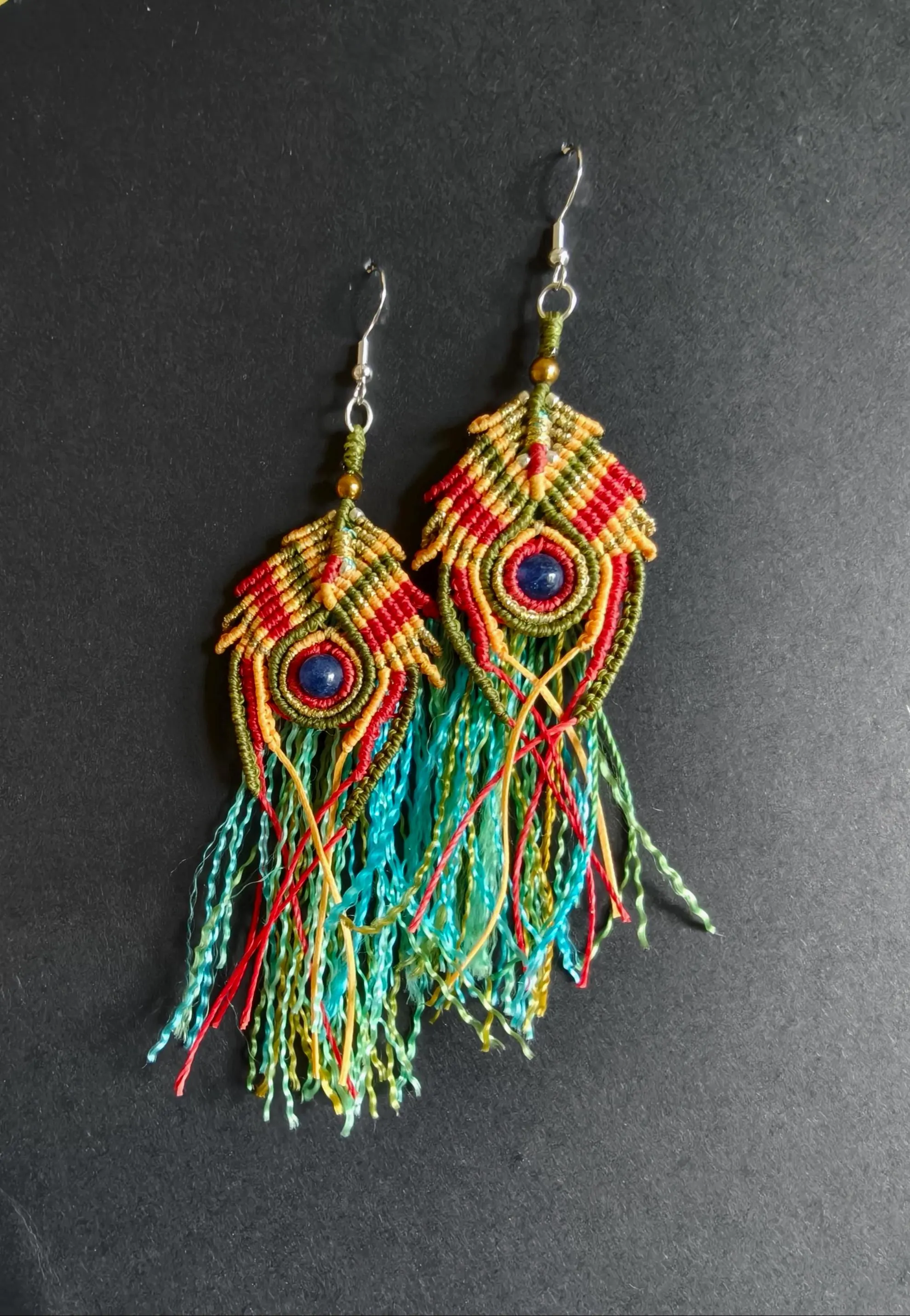 Peacock earrings L - single or a pair 