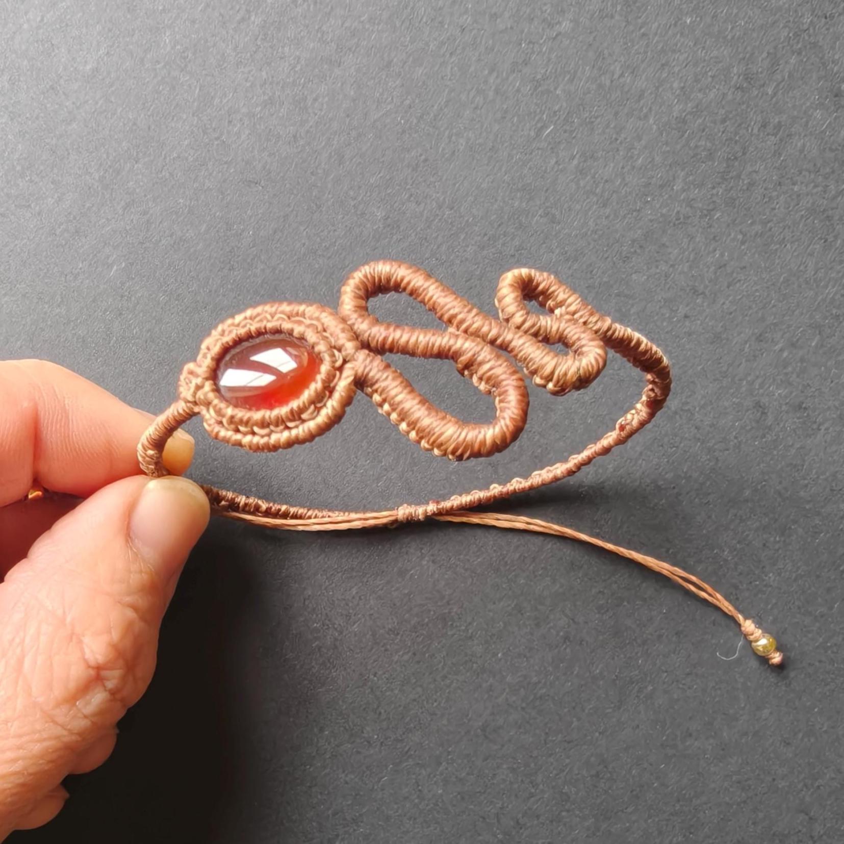 Snake Bracelet with Red Agate 