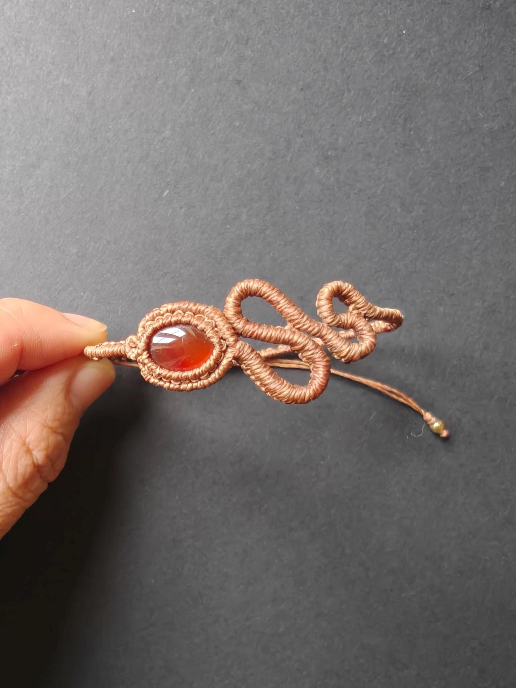 Snake Bracelet with Red Agate 