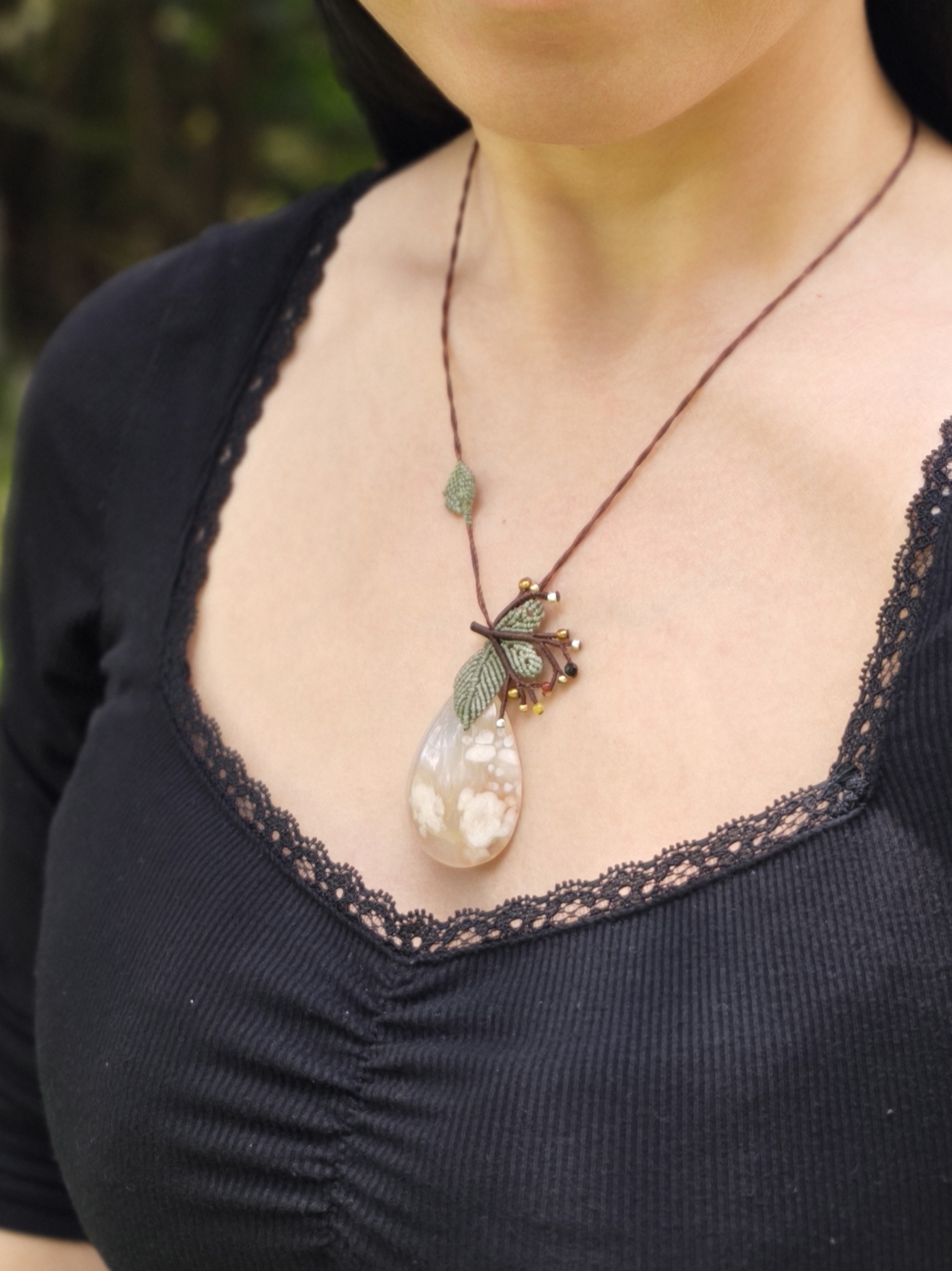 Sakura Agate Pendant Necklace