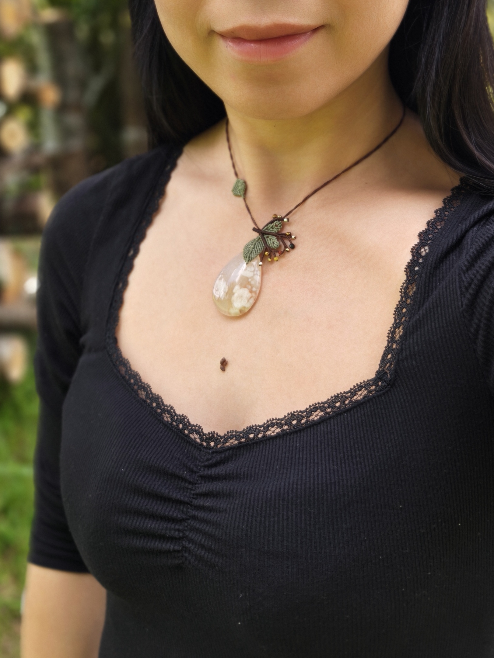 Sakura Agate Pendant Necklace
