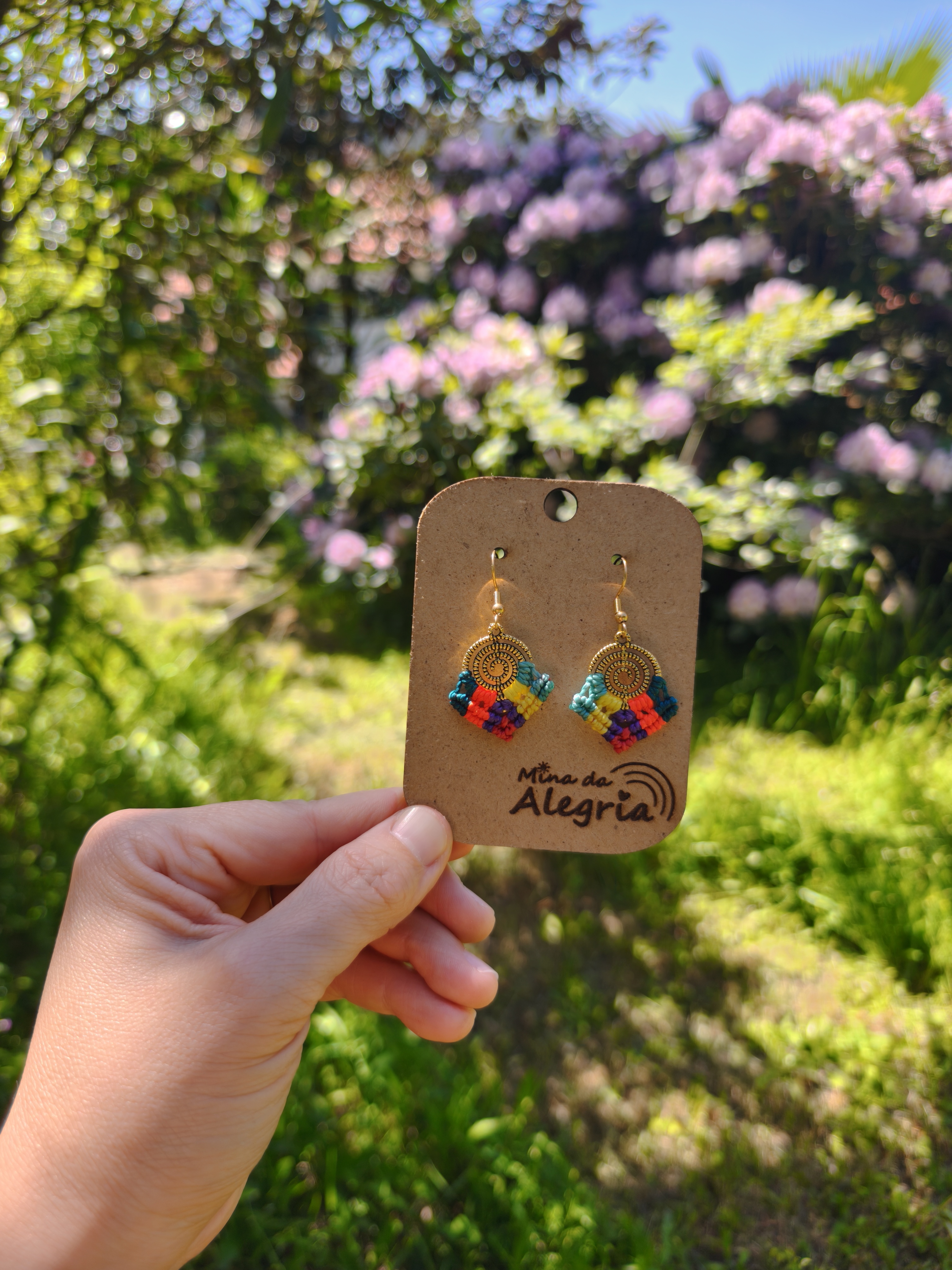 Macrame Spiral earrings - Rainbow 1